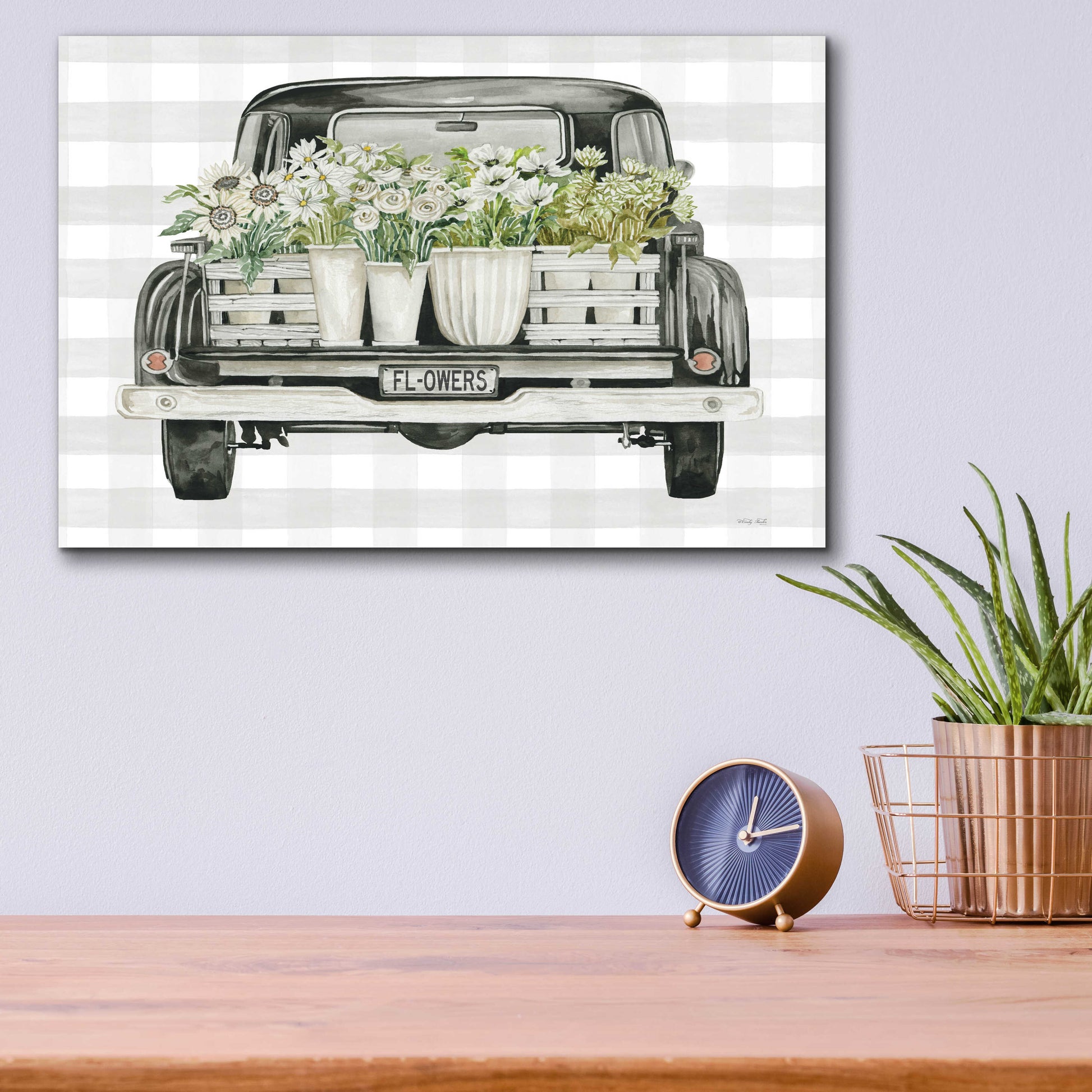 Epic Art 'Flower Lover's Truck' by Cindy Jacobs, Acrylic Glass Wall Art,16x12