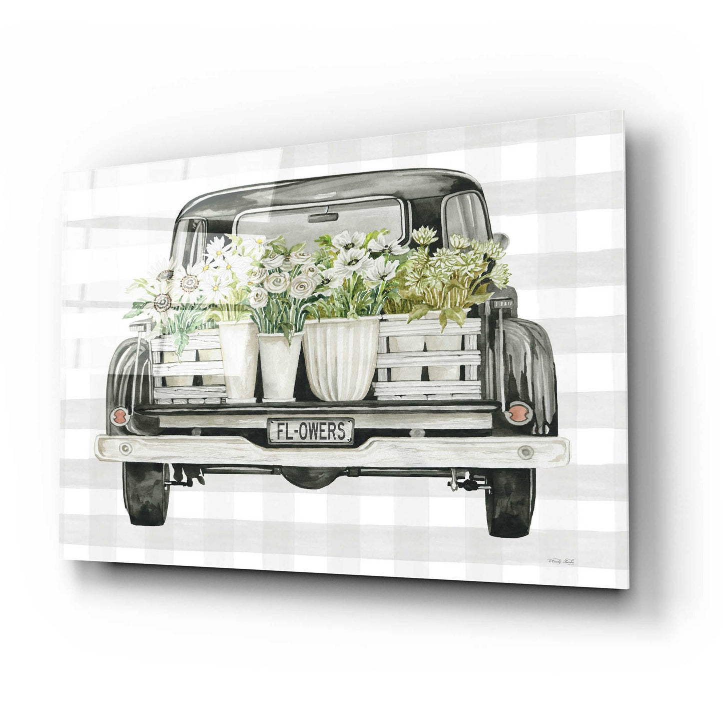 Epic Art 'Flower Lover's Truck' by Cindy Jacobs, Acrylic Glass Wall Art,24x16