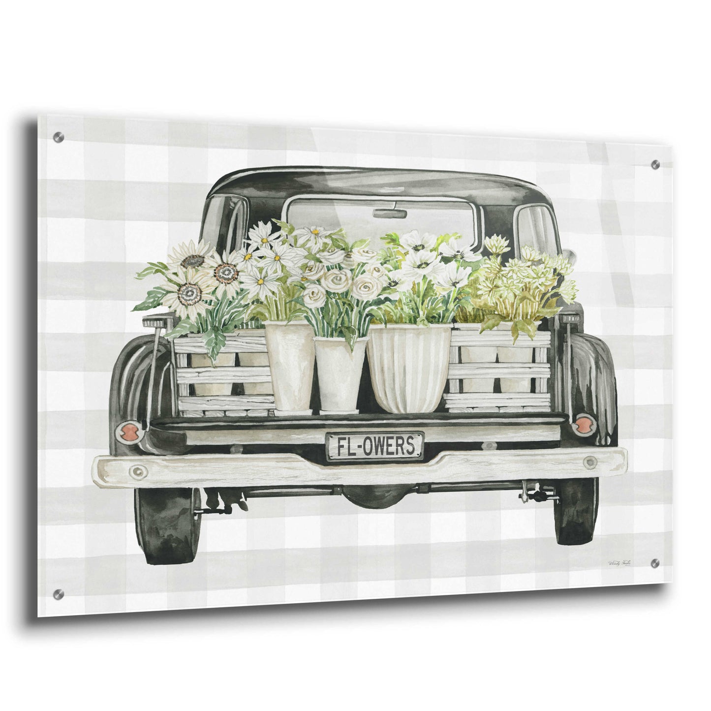 Epic Art 'Flower Lover's Truck' by Cindy Jacobs, Acrylic Glass Wall Art,36x24