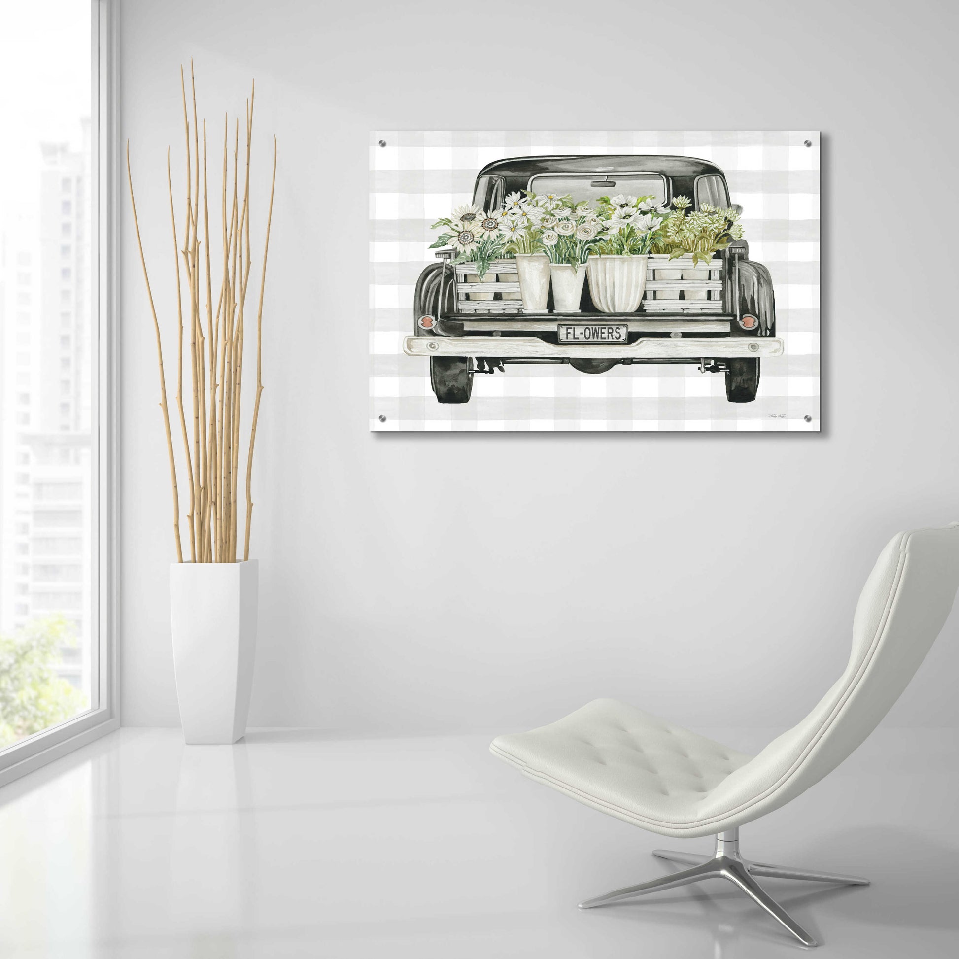 Epic Art 'Flower Lover's Truck' by Cindy Jacobs, Acrylic Glass Wall Art,36x24