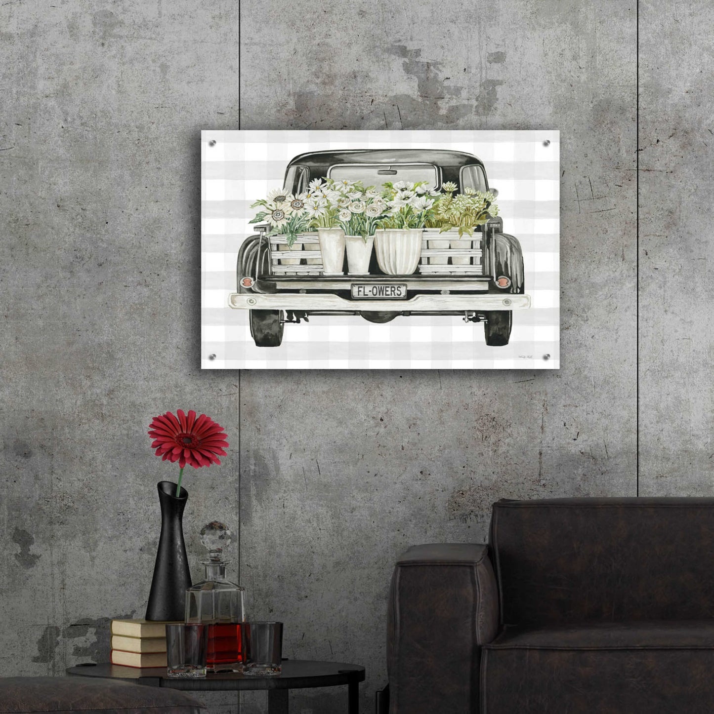 Epic Art 'Flower Lover's Truck' by Cindy Jacobs, Acrylic Glass Wall Art,36x24