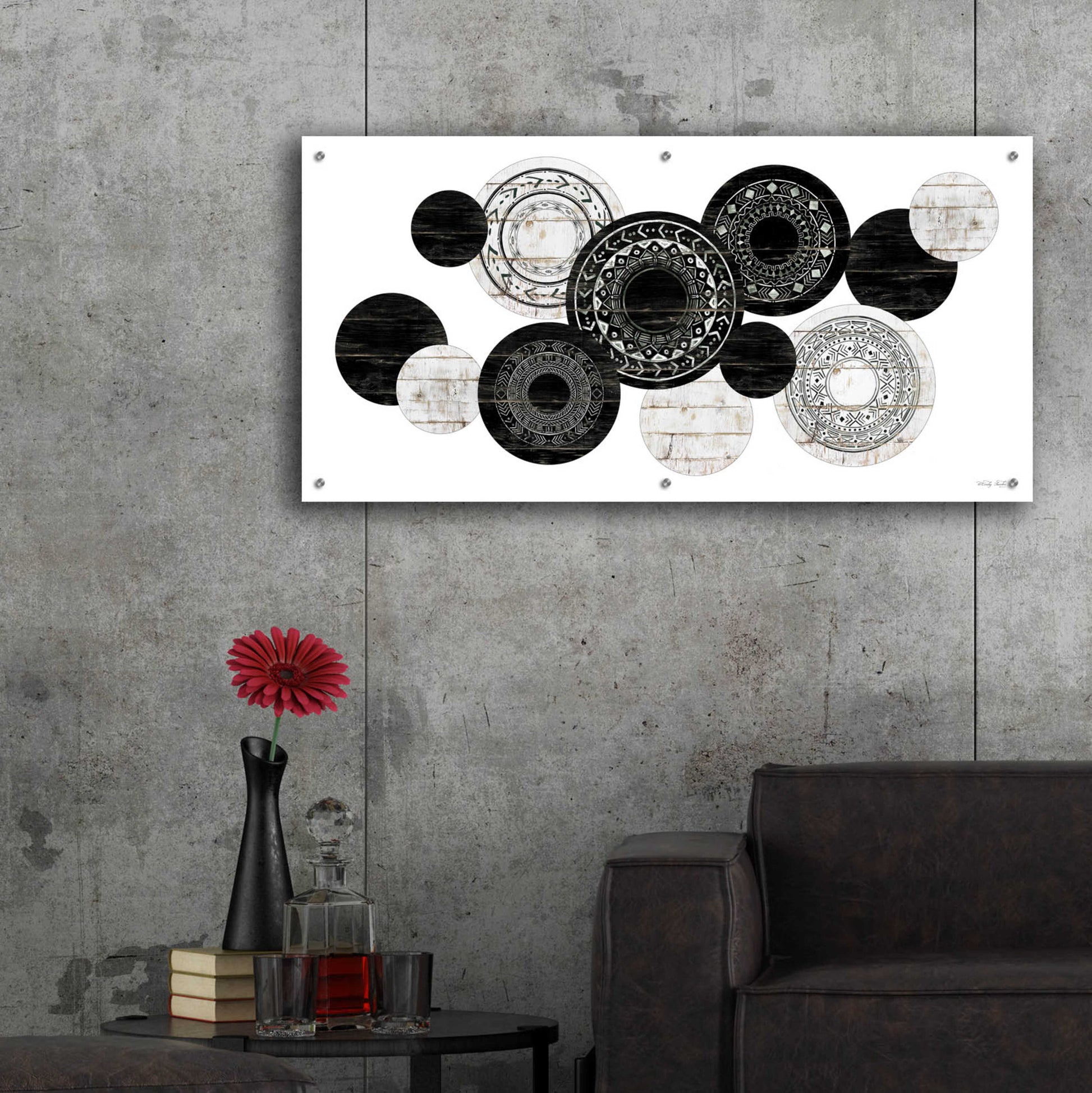 Epic Art 'Textured Circles' by Cindy Jacobs, Acrylic Glass Wall Art,48x24