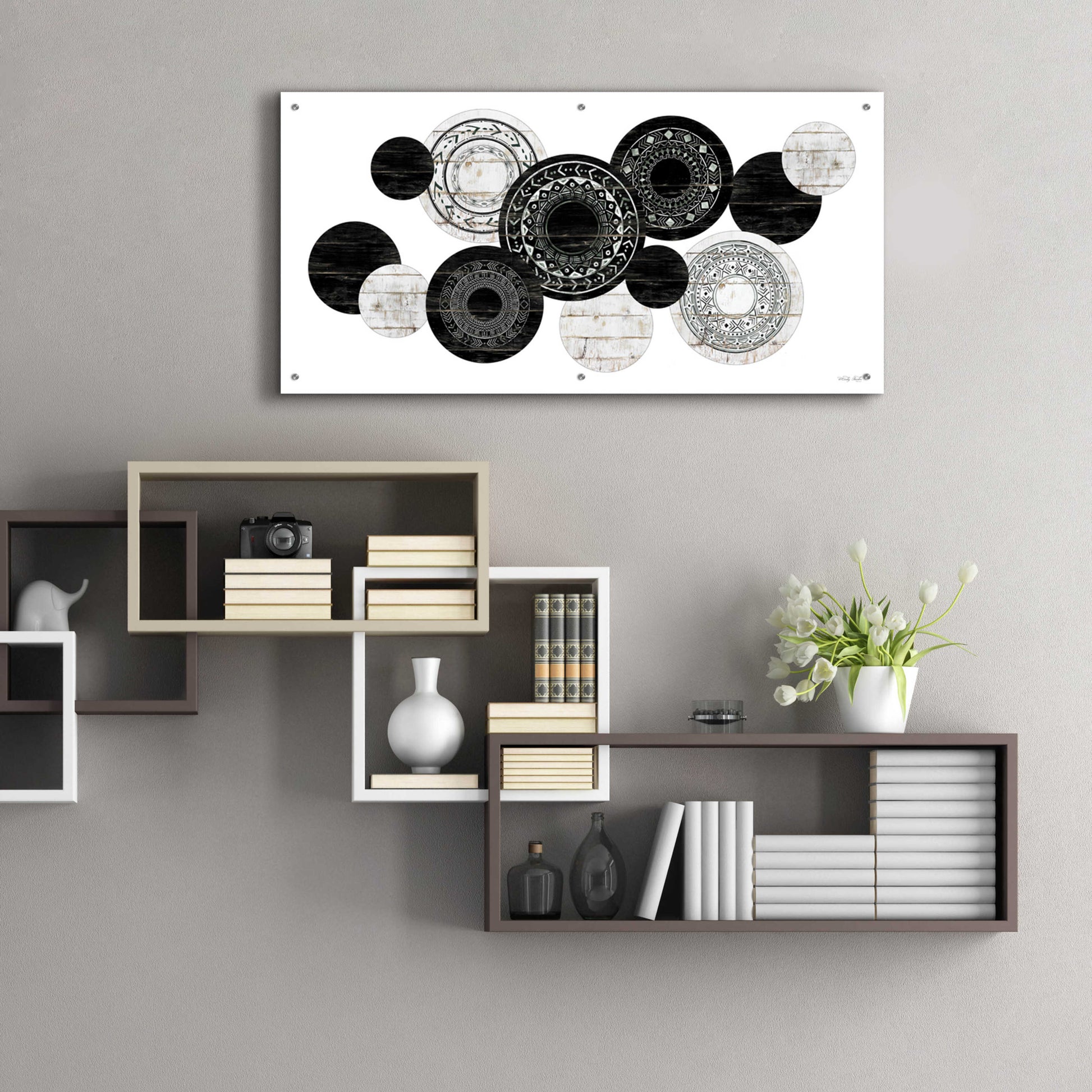 Epic Art 'Textured Circles' by Cindy Jacobs, Acrylic Glass Wall Art,48x24