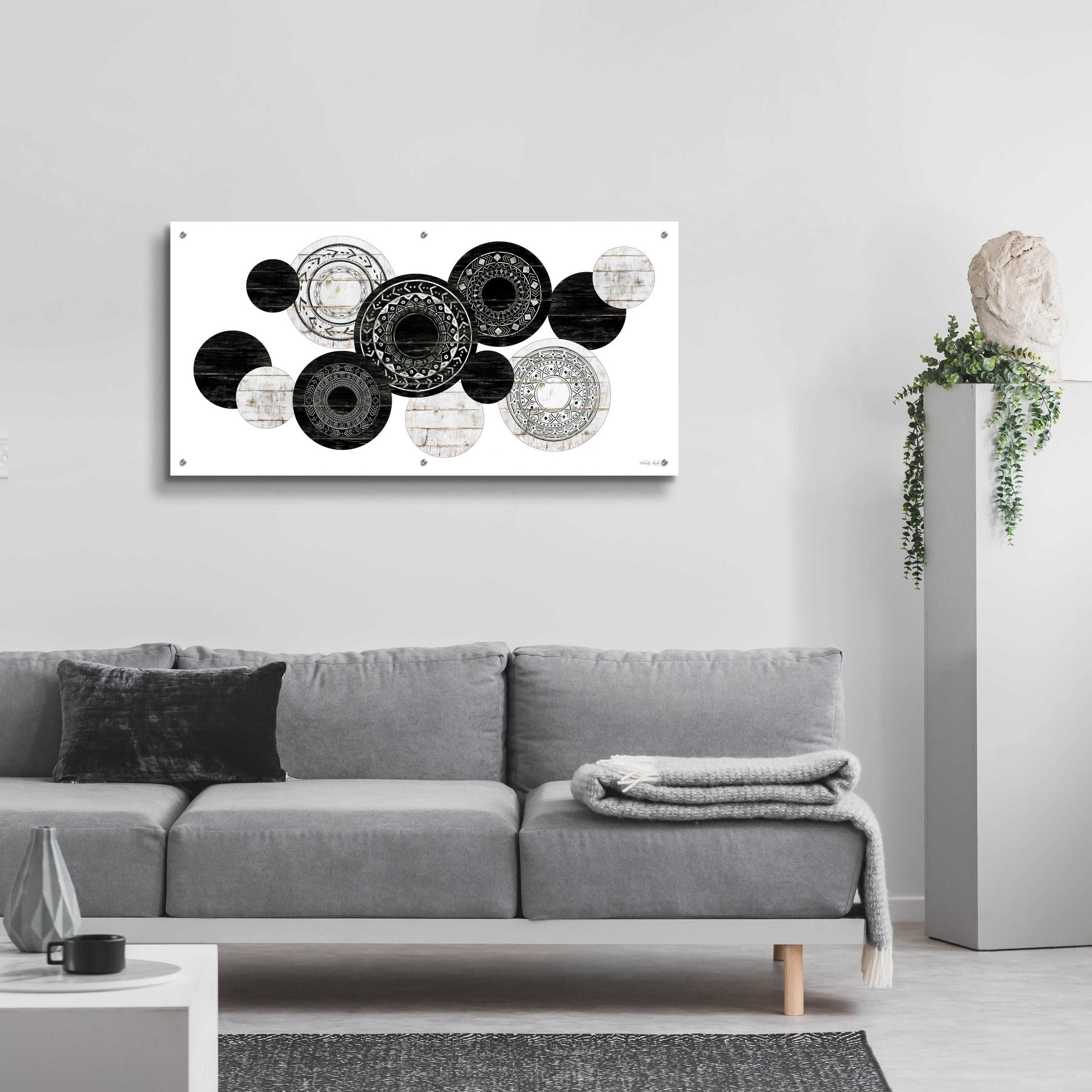 Epic Art 'Textured Circles' by Cindy Jacobs, Acrylic Glass Wall Art,48x24