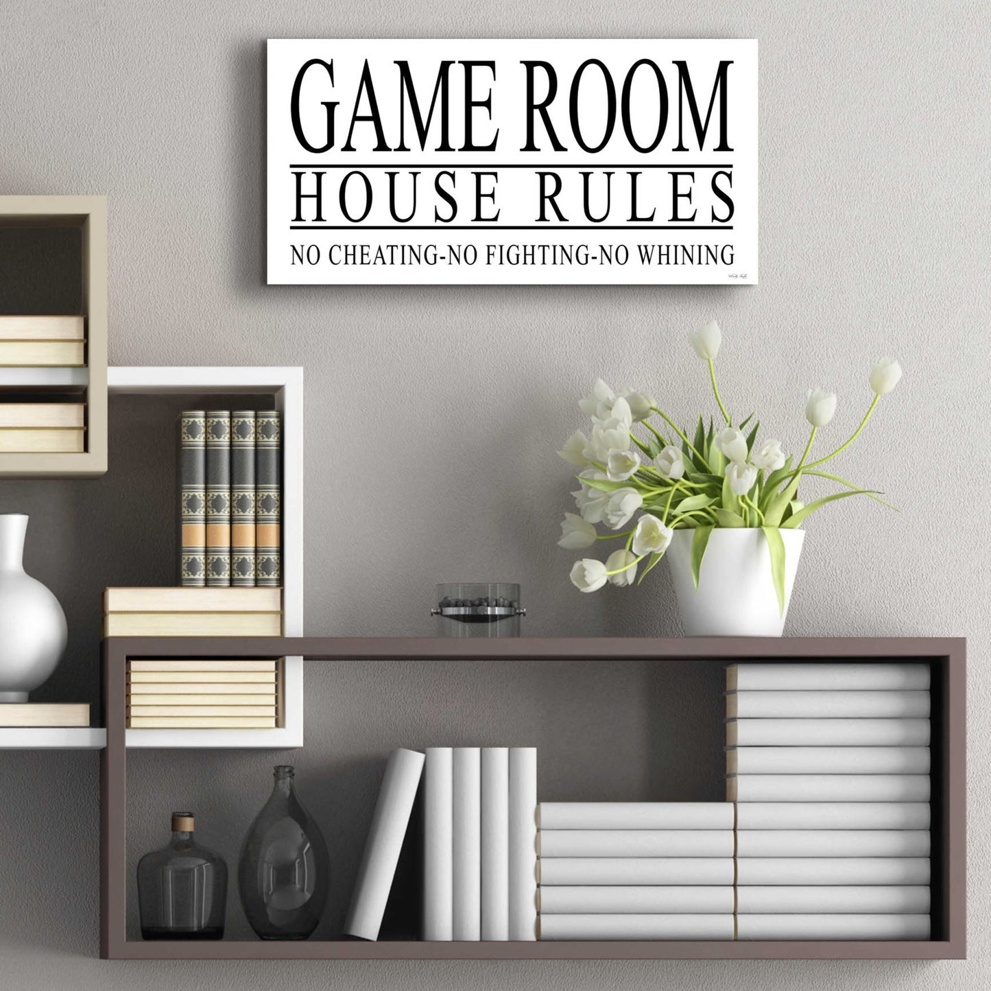 Epic Art 'Game Room House Rules I' by Cindy Jacobs, Acrylic Glass Wall Art,24x12