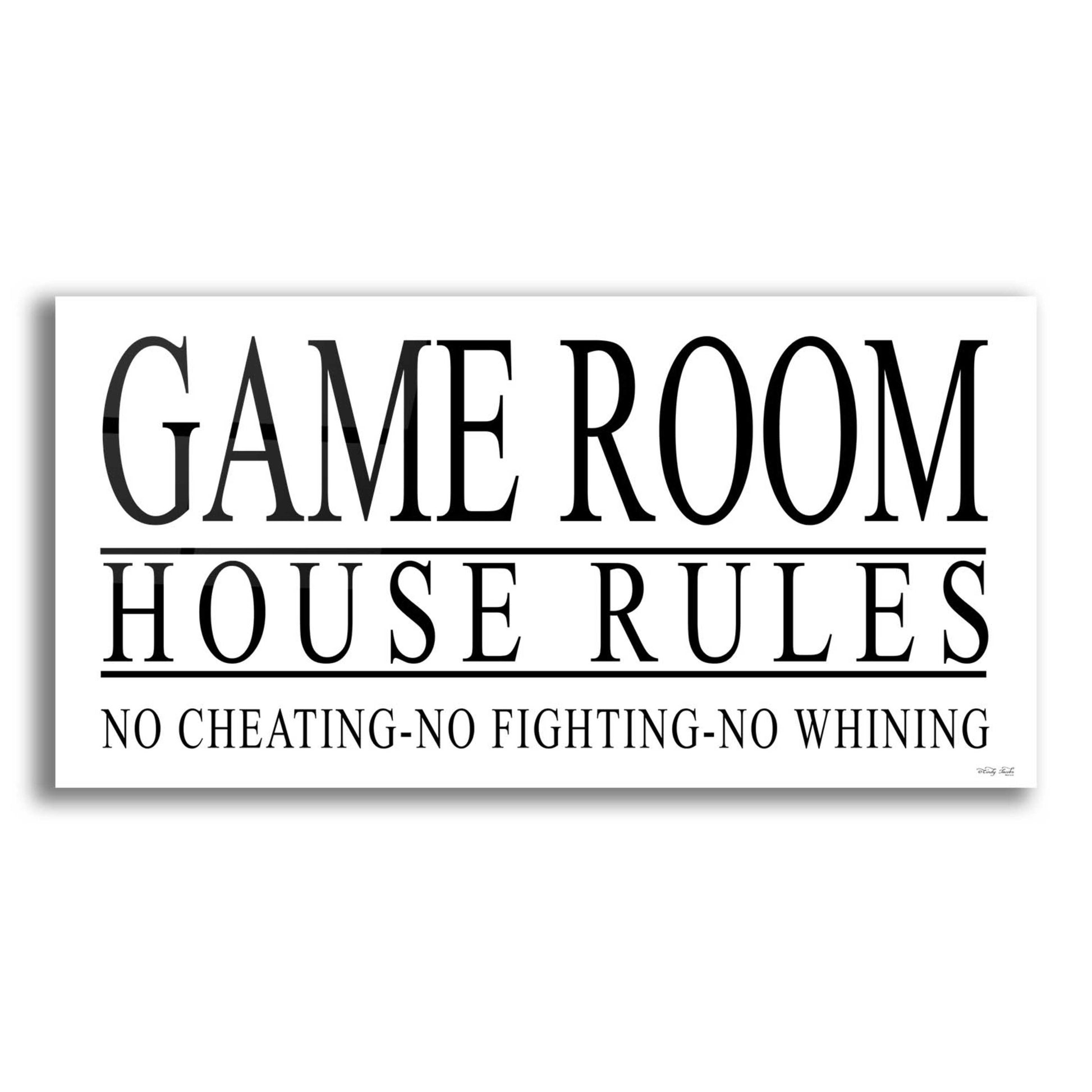 Epic Art 'Game Room House Rules I' by Cindy Jacobs, Acrylic Glass Wall Art,24x12