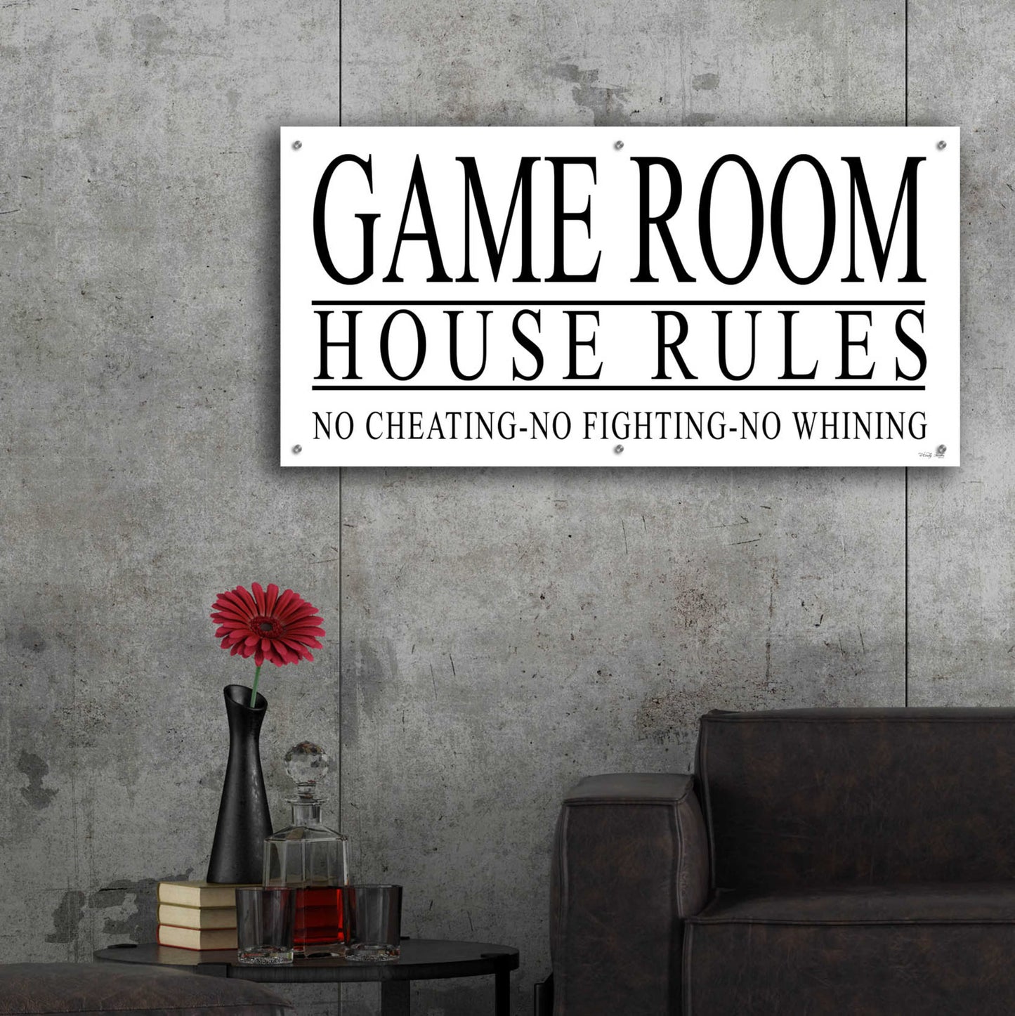 Epic Art 'Game Room House Rules I' by Cindy Jacobs, Acrylic Glass Wall Art,48x24