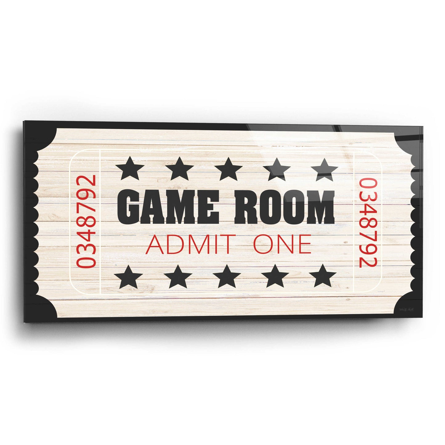 Epic Art 'Game Room Ticket' by Cindy Jacobs, Acrylic Glass Wall Art,24x12