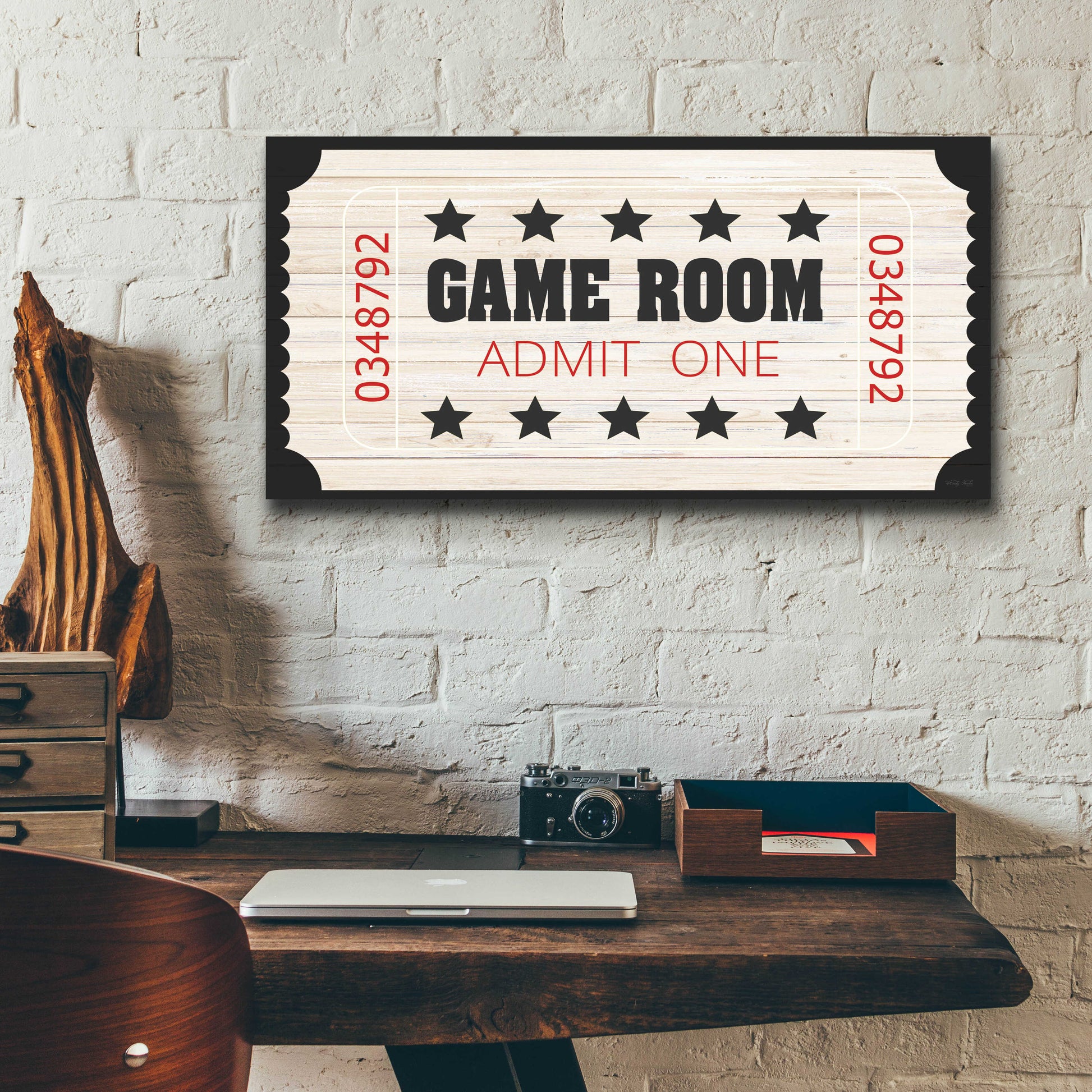 Epic Art 'Game Room Ticket' by Cindy Jacobs, Acrylic Glass Wall Art,24x12