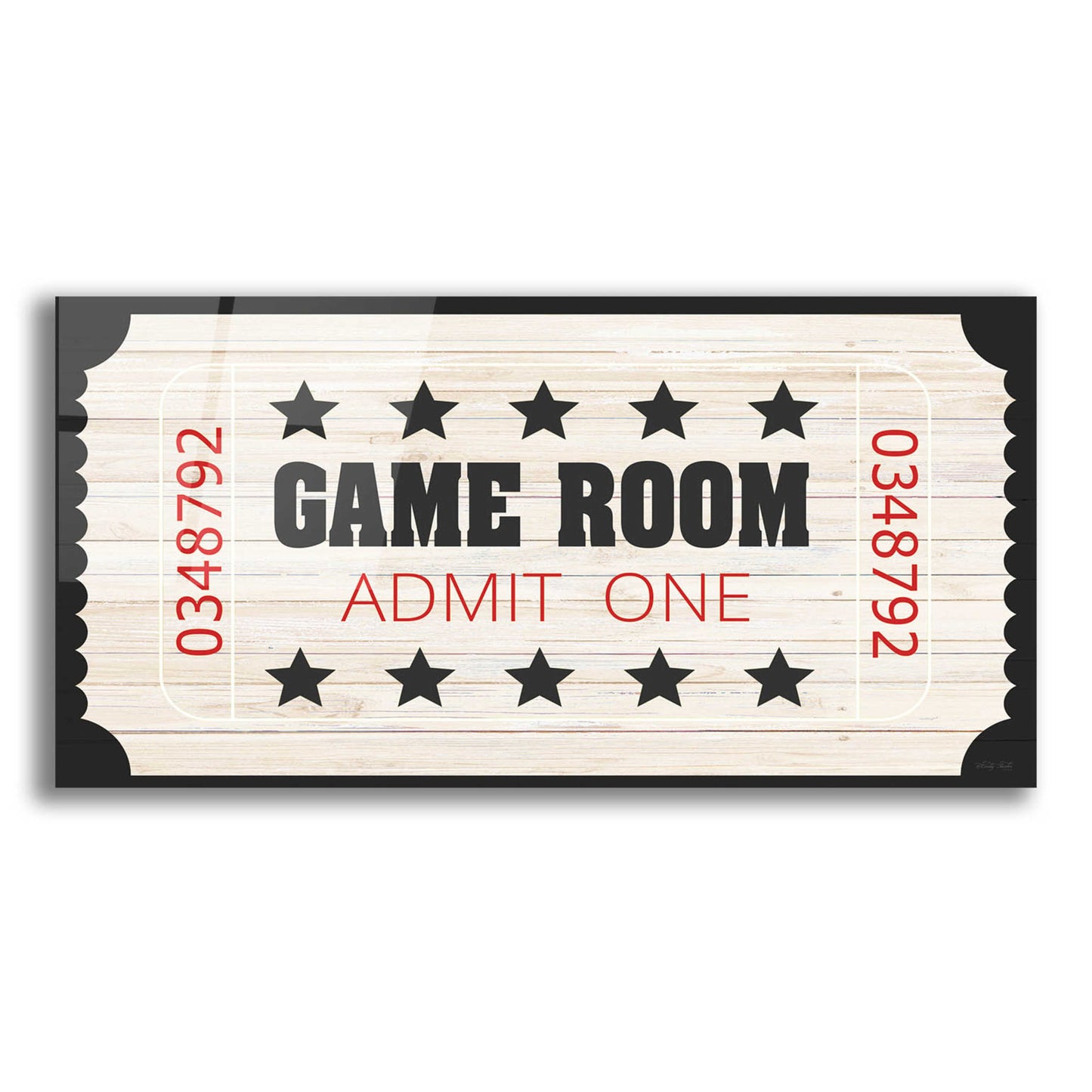 Epic Art 'Game Room Ticket' by Cindy Jacobs, Acrylic Glass Wall Art,24x12