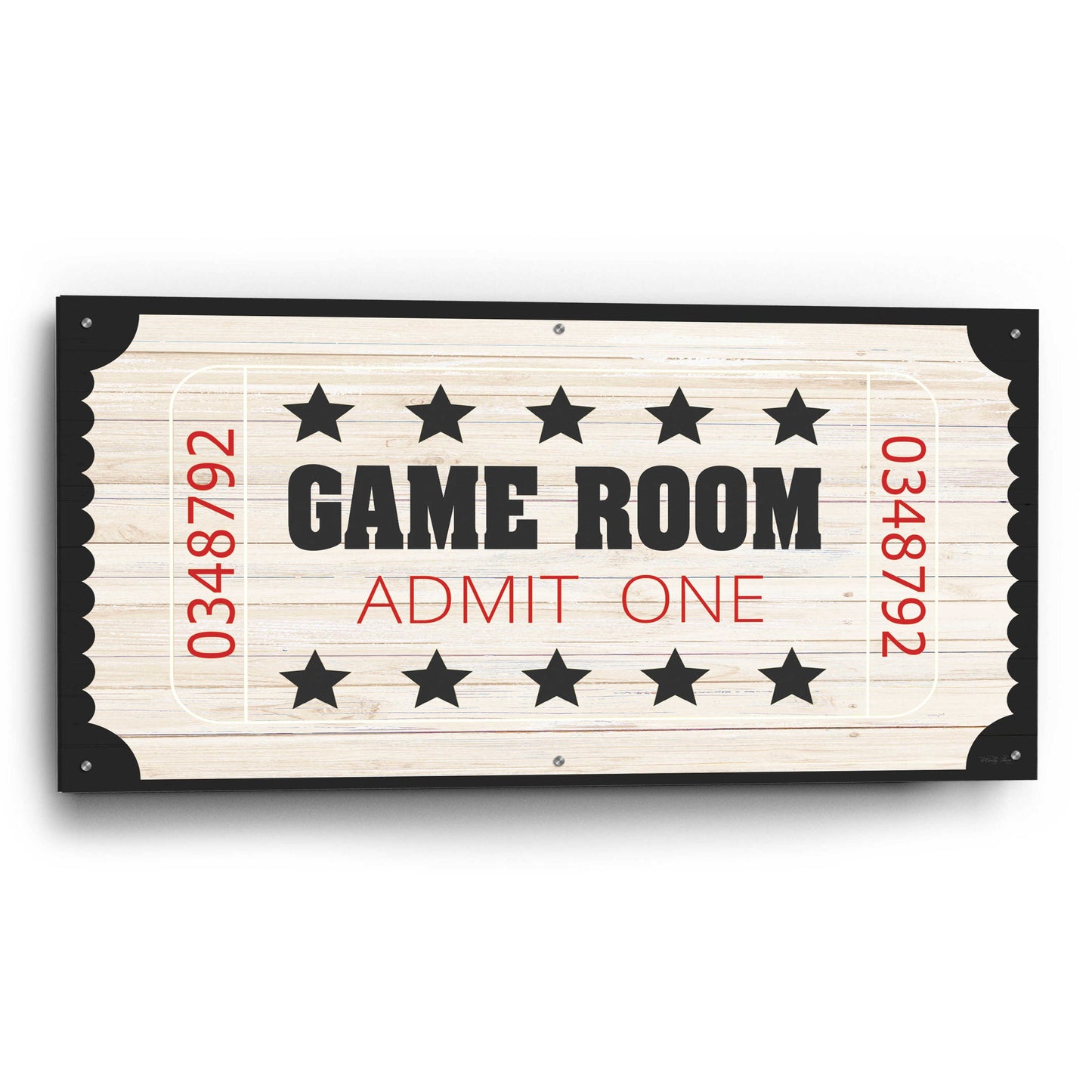 Epic Art 'Game Room Ticket' by Cindy Jacobs, Acrylic Glass Wall Art,48x24