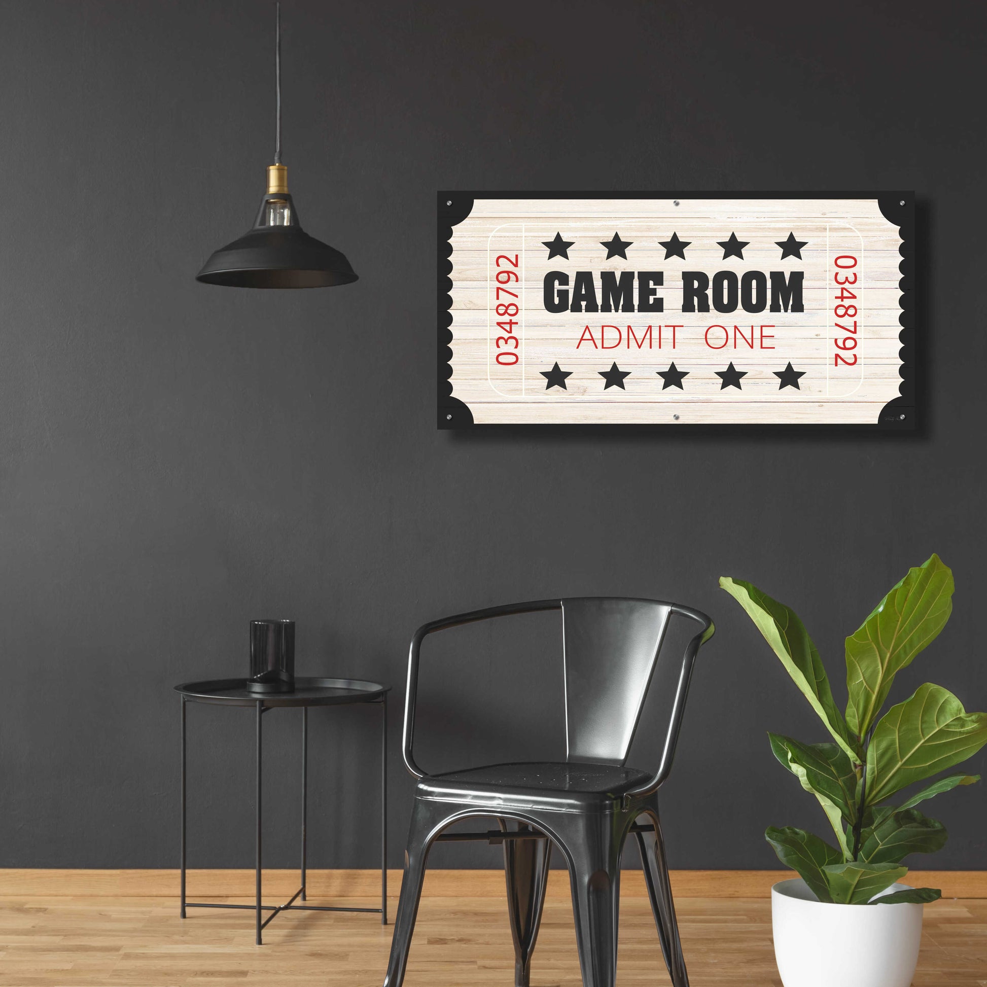 Epic Art 'Game Room Ticket' by Cindy Jacobs, Acrylic Glass Wall Art,48x24