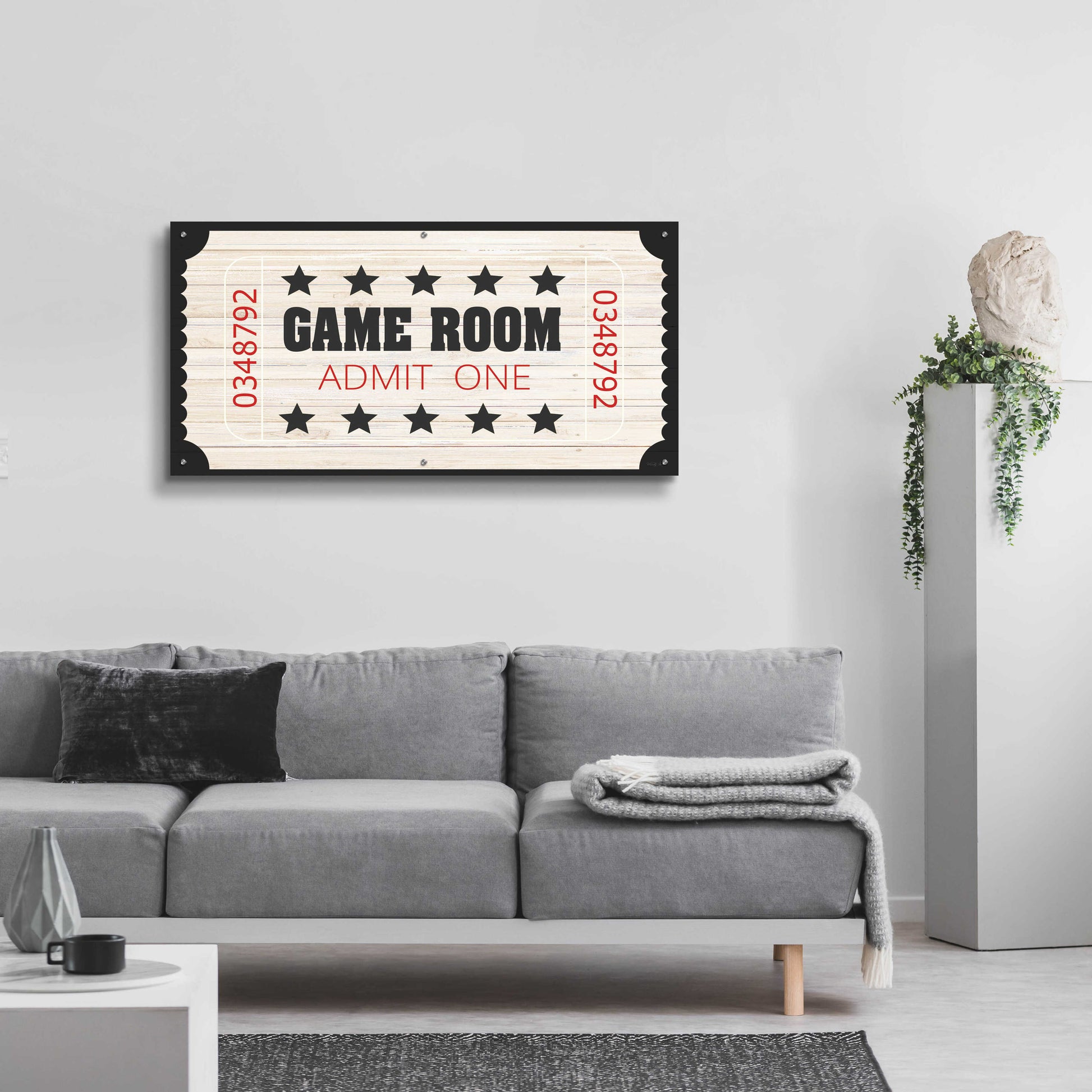 Epic Art 'Game Room Ticket' by Cindy Jacobs, Acrylic Glass Wall Art,48x24