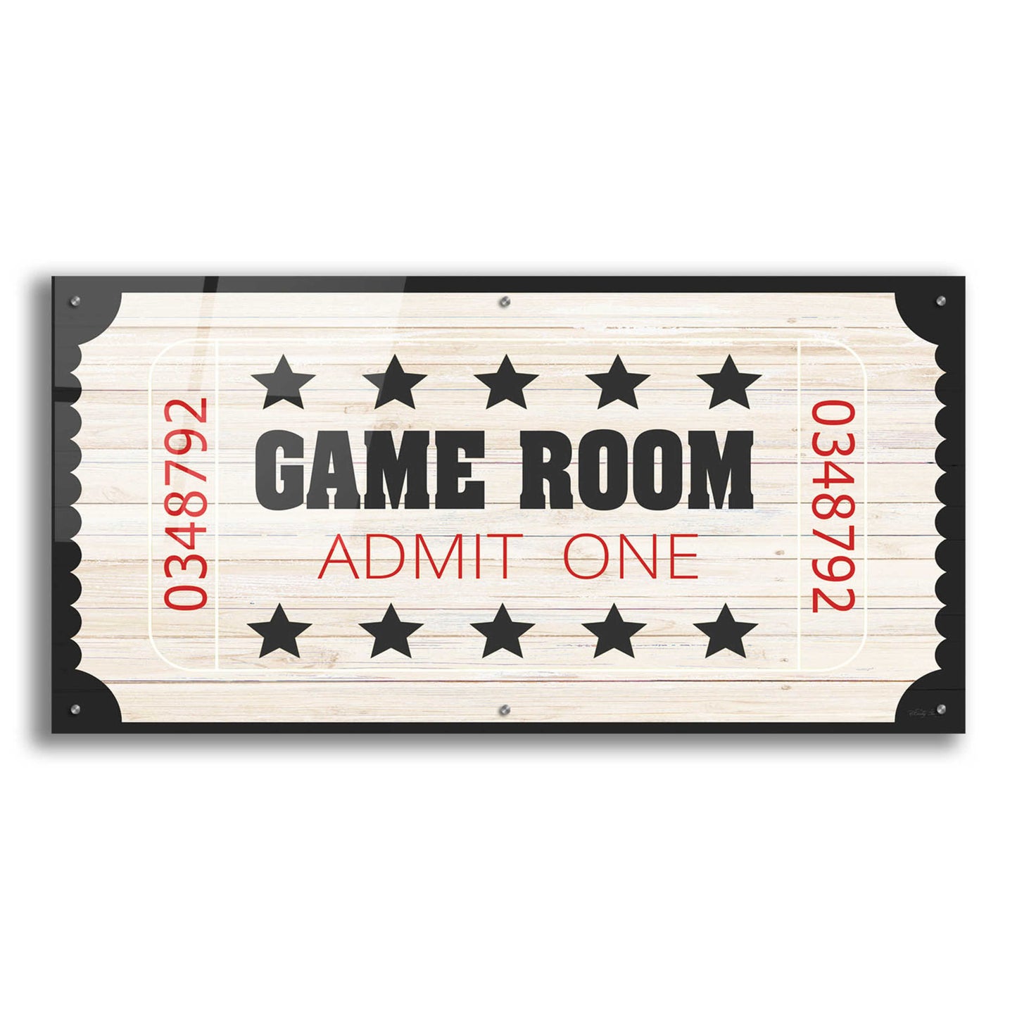 Epic Art 'Game Room Ticket' by Cindy Jacobs, Acrylic Glass Wall Art,48x24