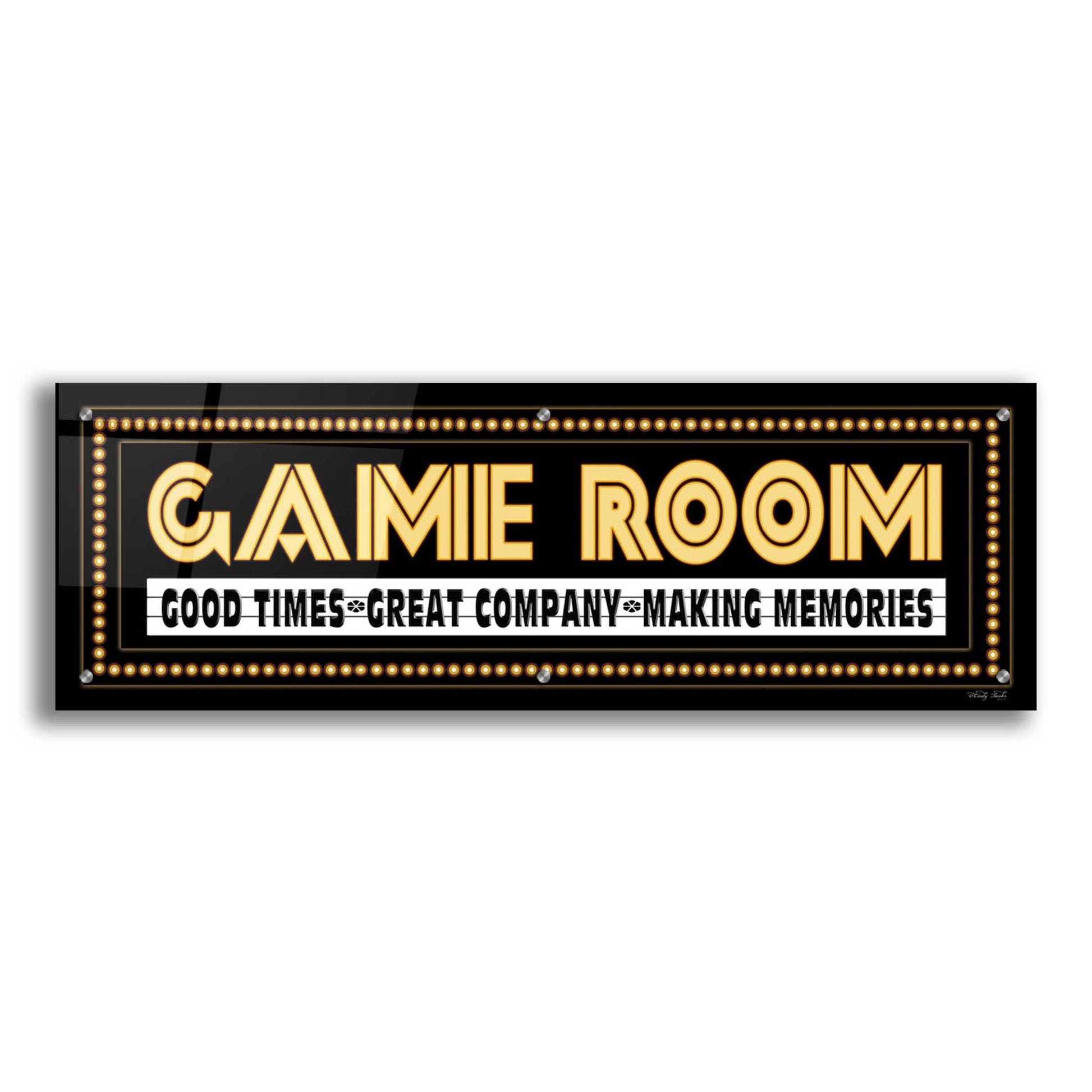 Epic Art 'Game Room Sign' by Cindy Jacobs, Acrylic Glass Wall Art,36x12