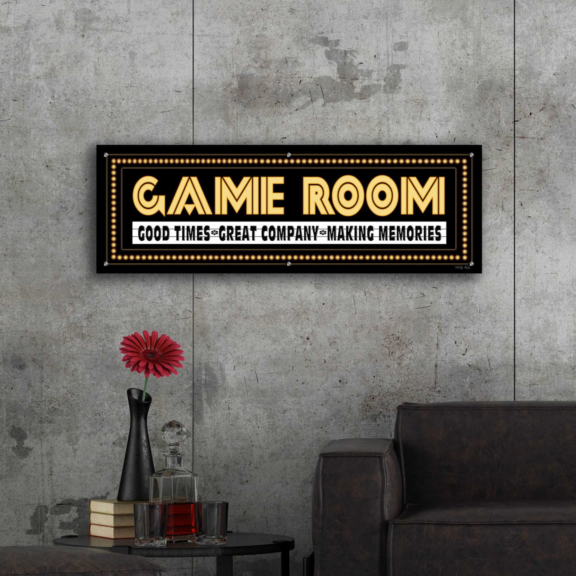 Epic Art 'Game Room Sign' by Cindy Jacobs, Acrylic Glass Wall Art,48x16