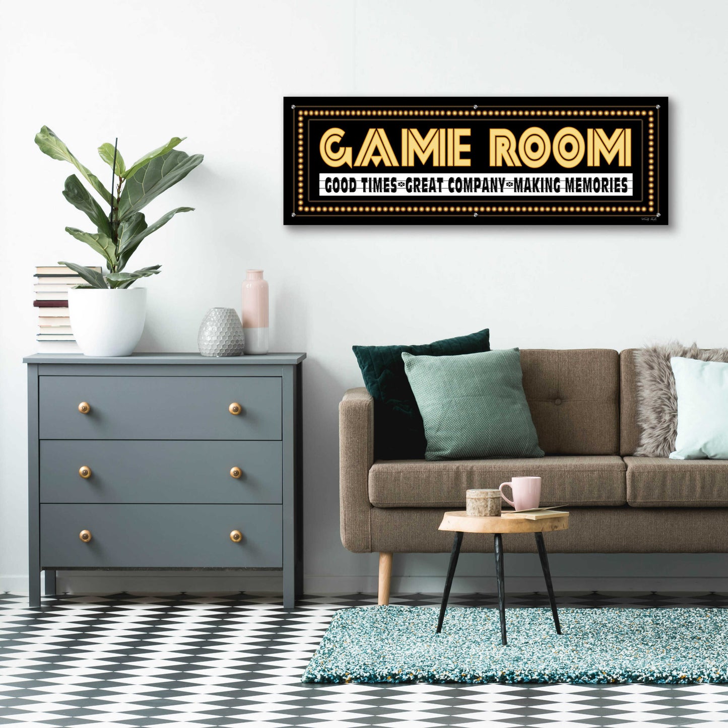 Epic Art 'Game Room Sign' by Cindy Jacobs, Acrylic Glass Wall Art,48x16