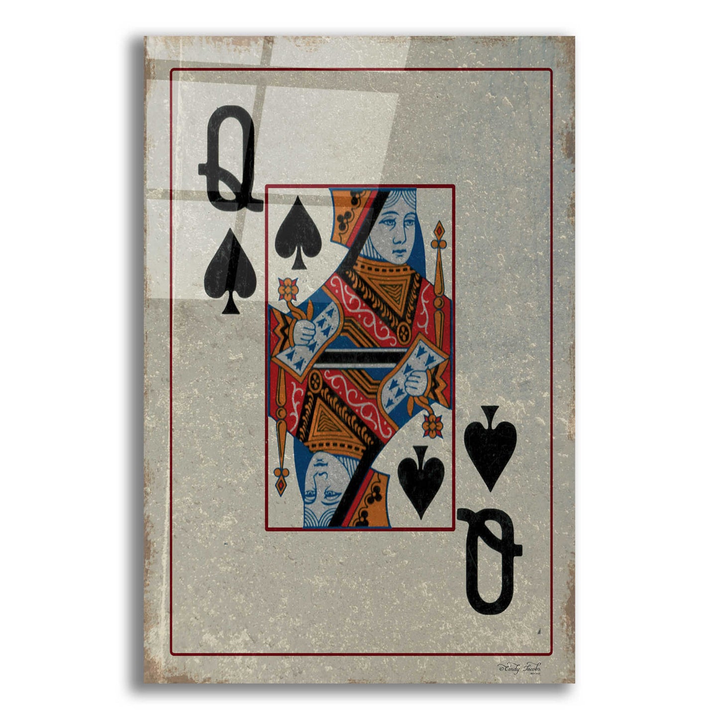 Epic Art 'Queen of Spades' by Cindy Jacobs, Acrylic Glass Wall Art,12x16