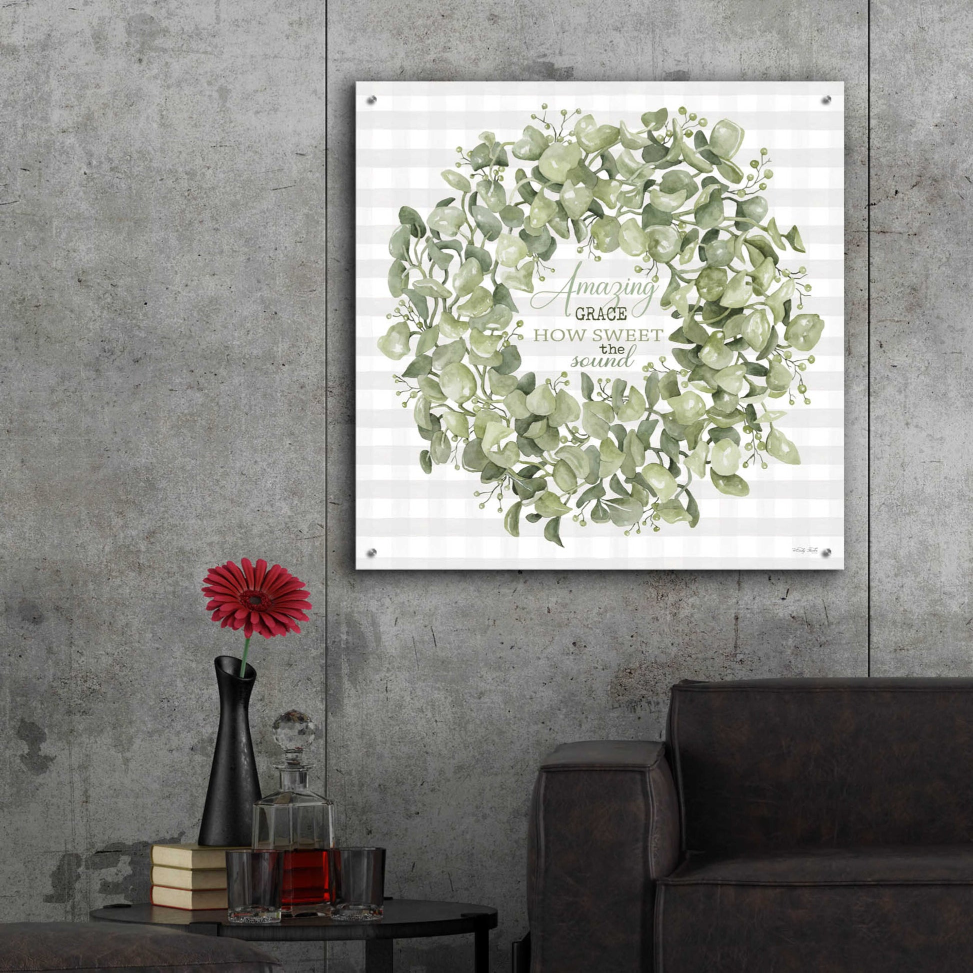 Epic Art 'Amazing Grace Wreath' by Cindy Jacobs, Acrylic Glass Wall Art,36x36