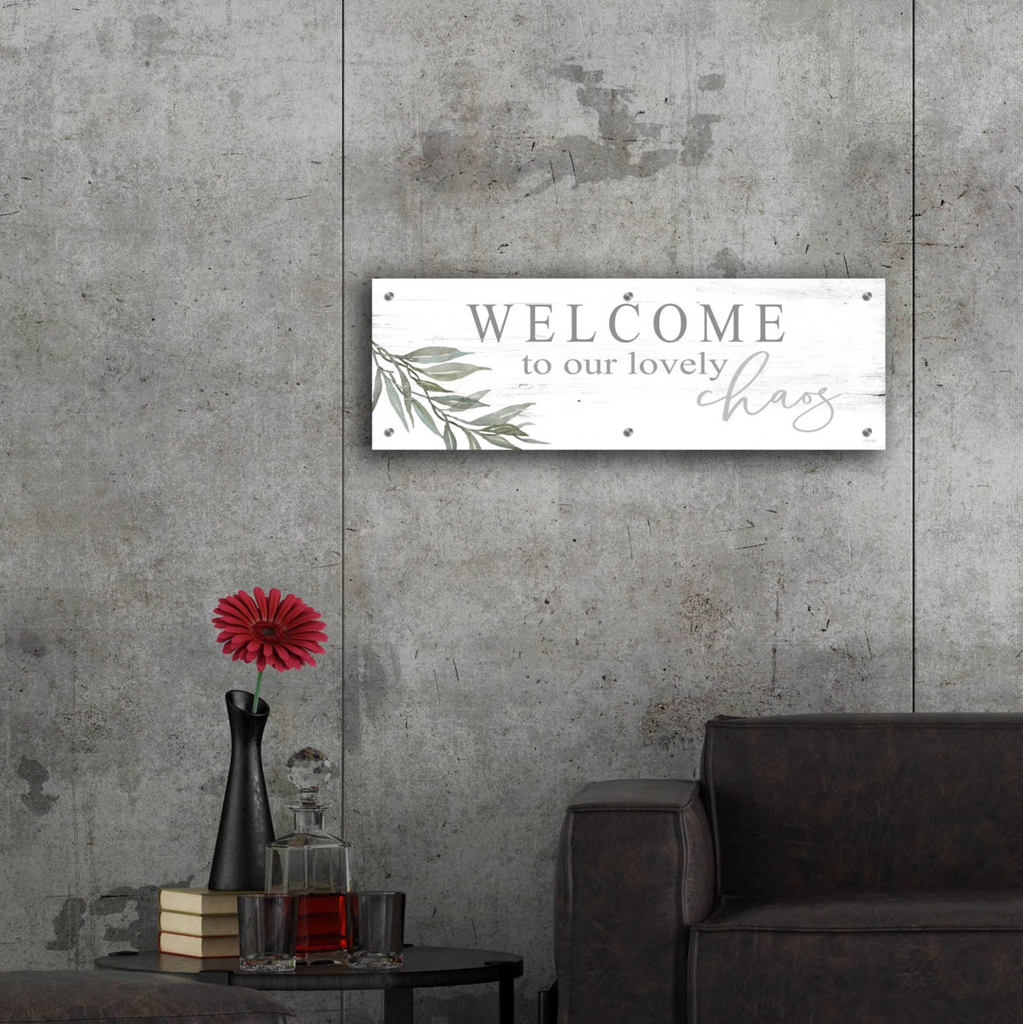 Epic Art 'Welcome to Our Lovely Chaos' by Cindy Jacobs, Acrylic Glass Wall Art,36x12