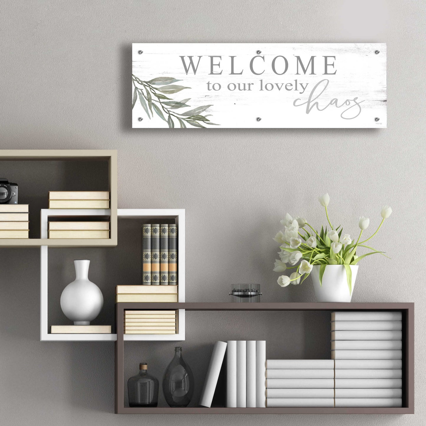 Epic Art 'Welcome to Our Lovely Chaos' by Cindy Jacobs, Acrylic Glass Wall Art,36x12