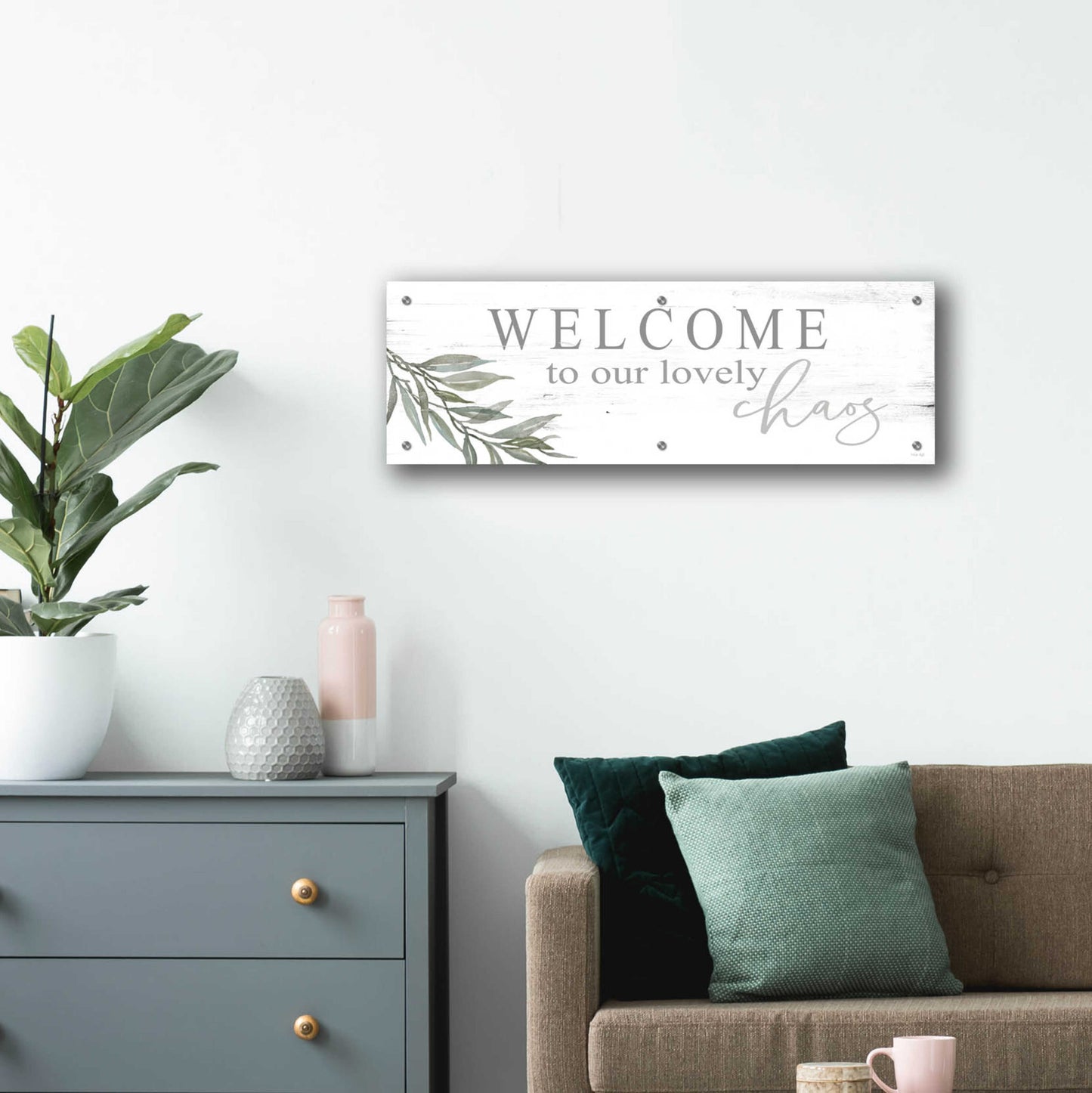 Epic Art 'Welcome to Our Lovely Chaos' by Cindy Jacobs, Acrylic Glass Wall Art,36x12