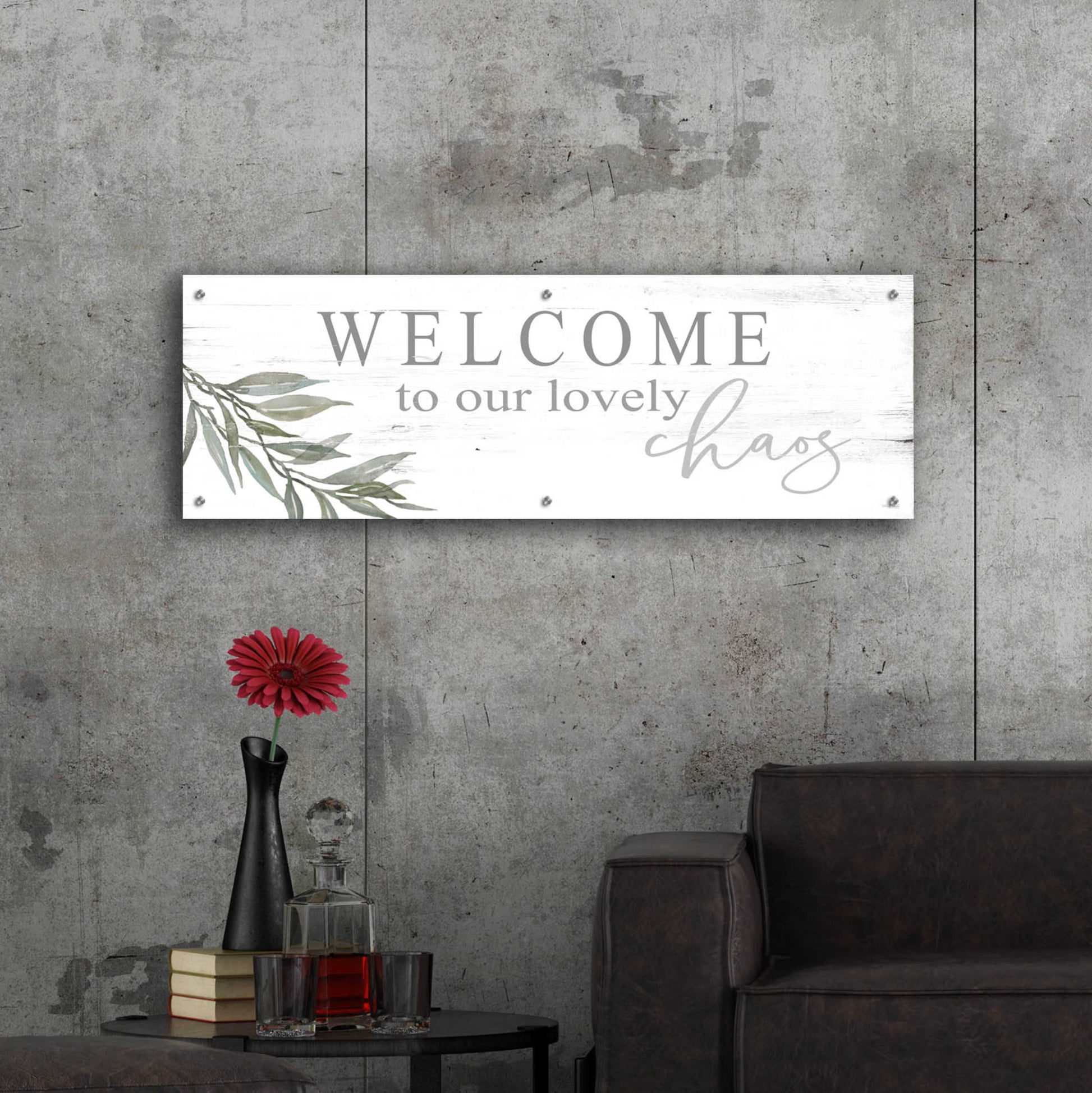 Epic Art 'Welcome to Our Lovely Chaos' by Cindy Jacobs, Acrylic Glass Wall Art,48x16