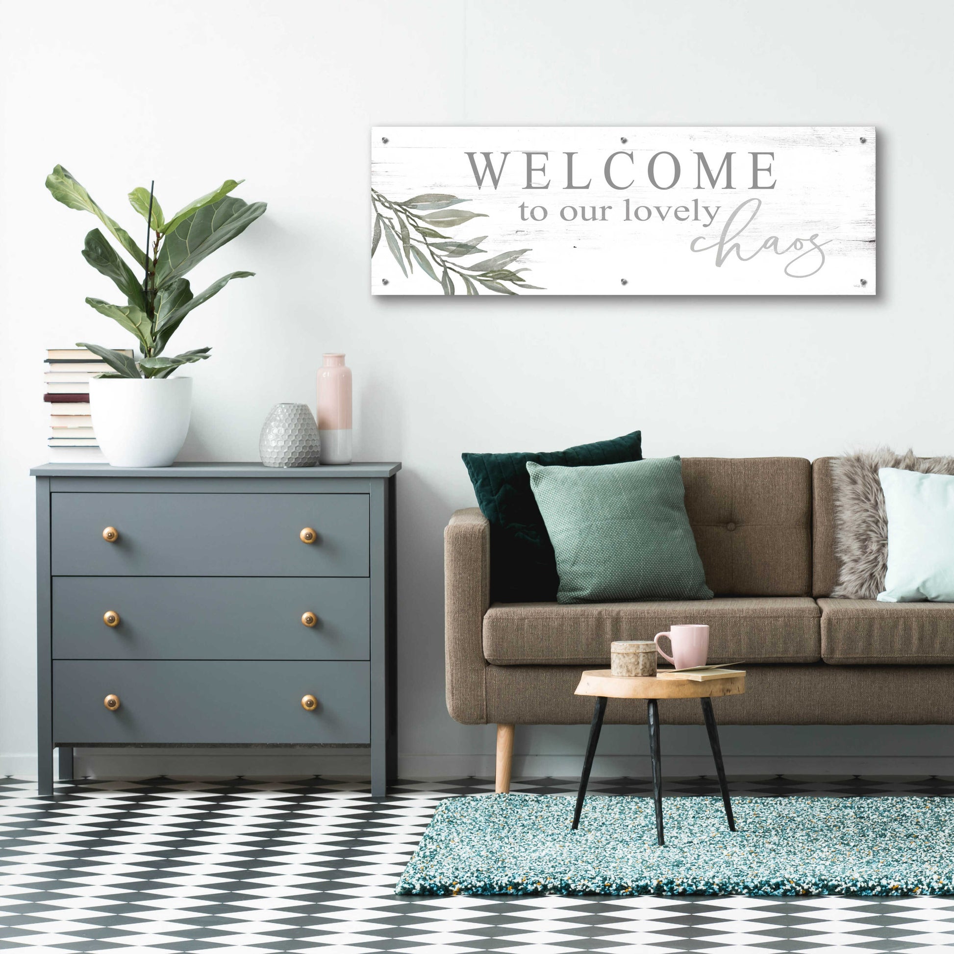 Epic Art 'Welcome to Our Lovely Chaos' by Cindy Jacobs, Acrylic Glass Wall Art,48x16