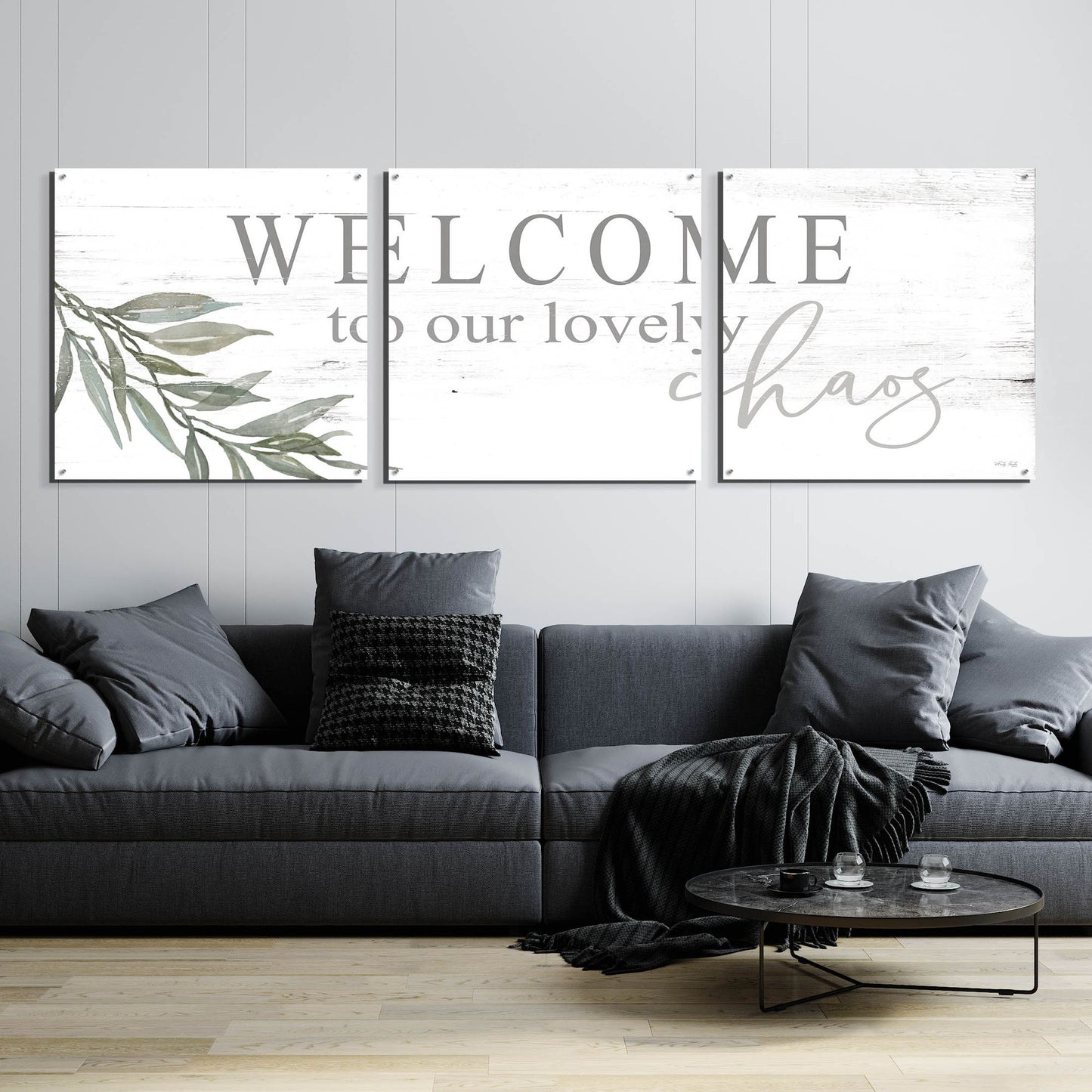 Epic Art 'Welcome to Our Lovely Chaos' by Cindy Jacobs, Acrylic Glass Wall Art, 3 Piece Set,108x36