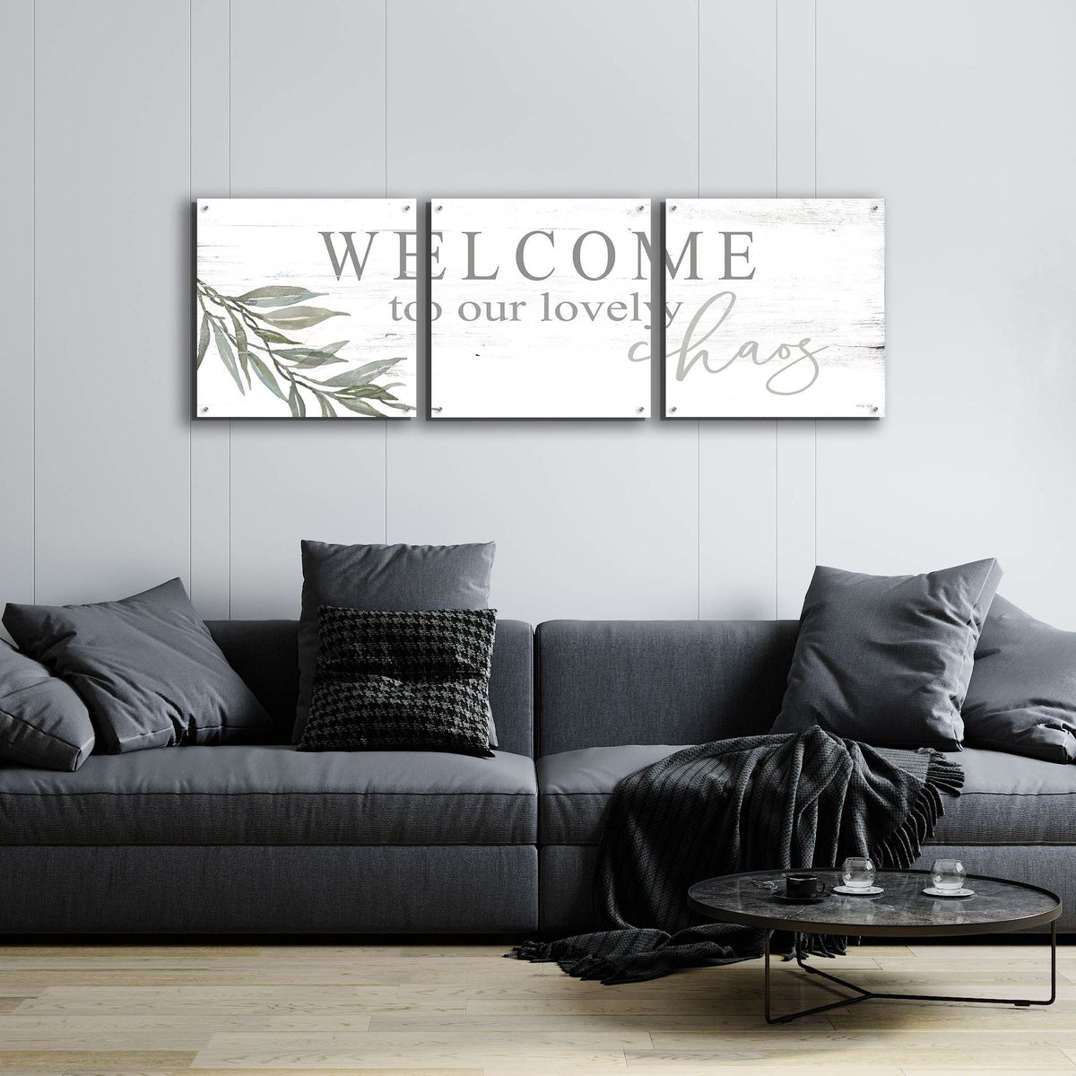 Epic Art 'Welcome to Our Lovely Chaos' by Cindy Jacobs, Acrylic Glass Wall Art, 3 Piece Set,72x24