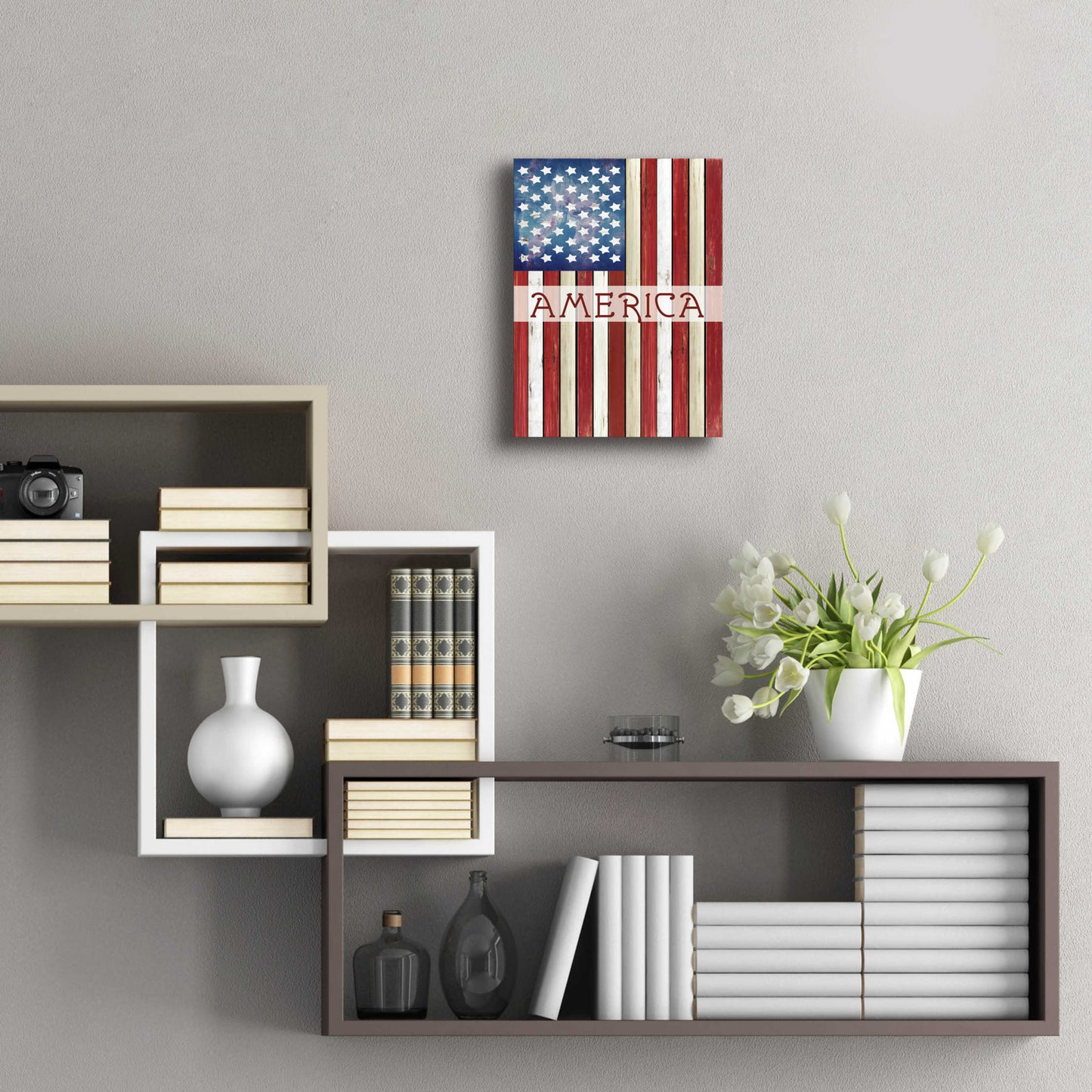 Epic Art 'American Flag' by Cindy Jacobs, Acrylic Glass Wall Art,12x16