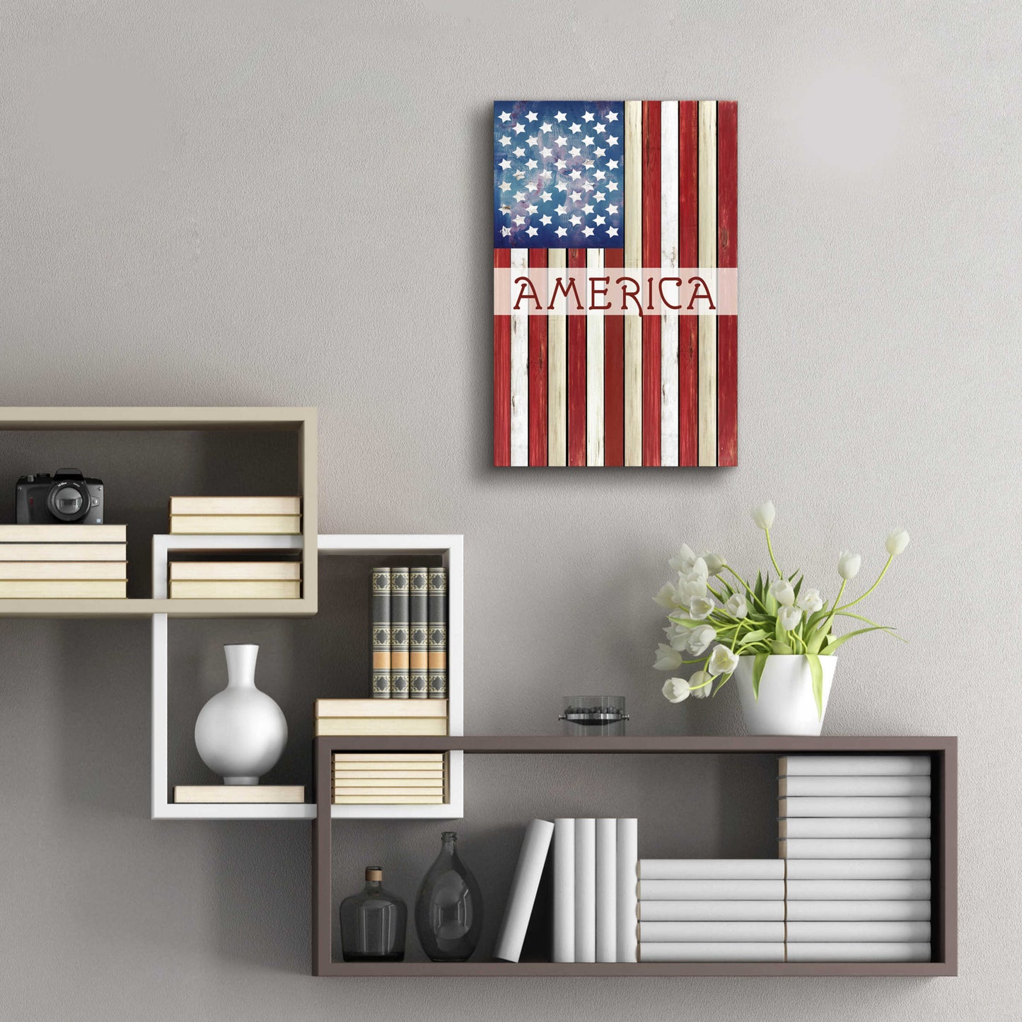 Epic Art 'American Flag' by Cindy Jacobs, Acrylic Glass Wall Art,16x24