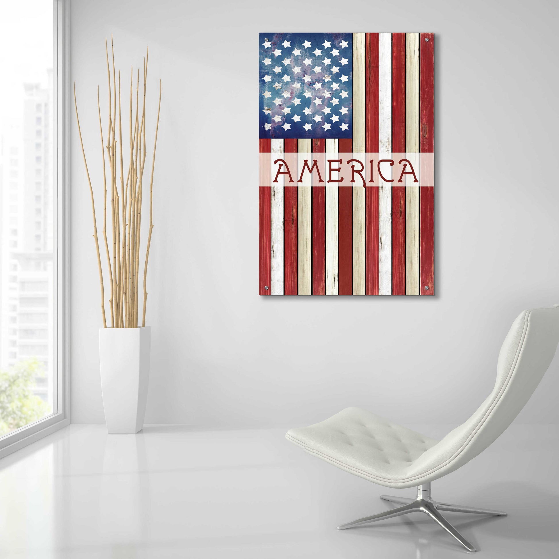 Epic Art 'American Flag' by Cindy Jacobs, Acrylic Glass Wall Art,24x36