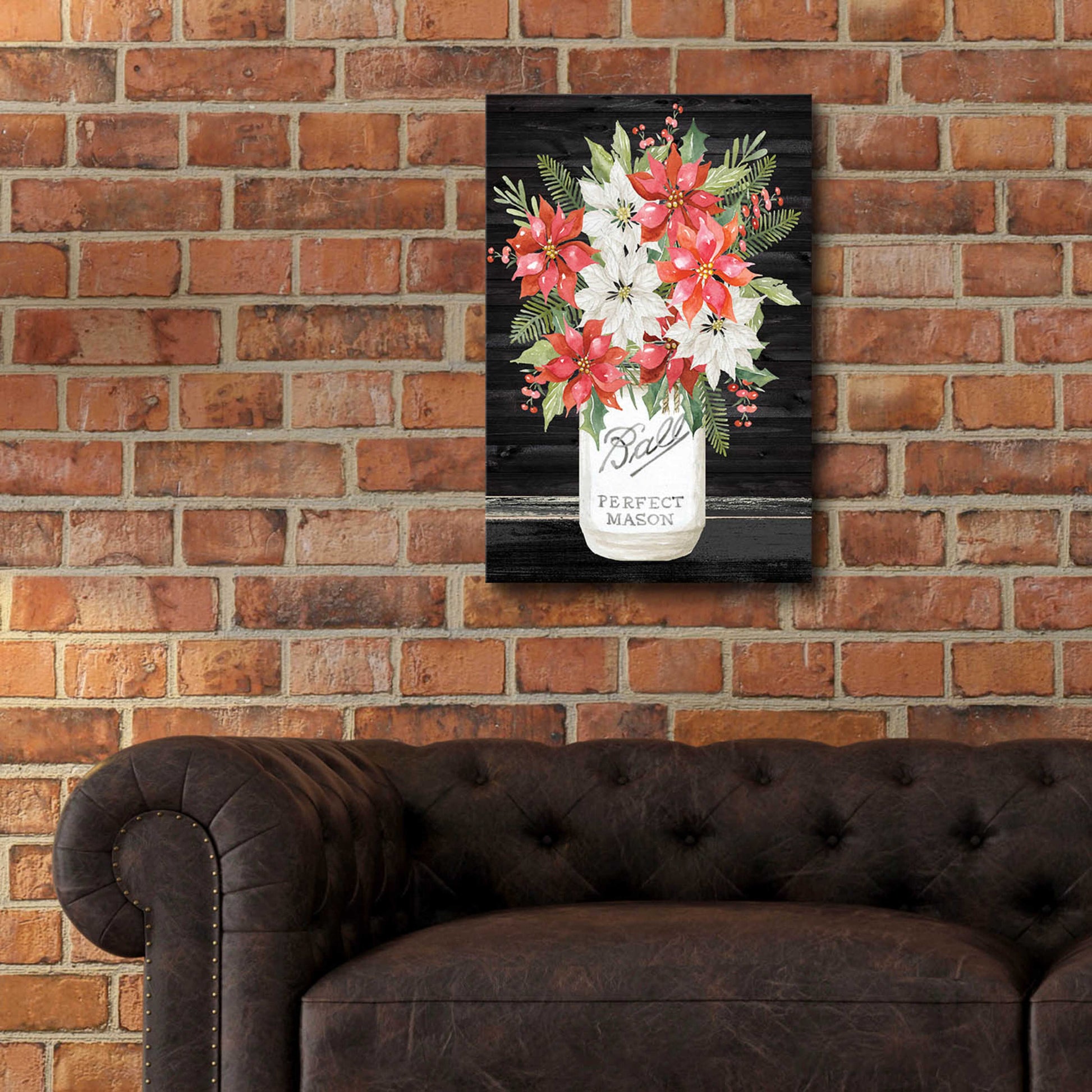 Epic Art 'Merry Poinsettias I' by Cindy Jacobs, Acrylic Glass Wall Art,16x24