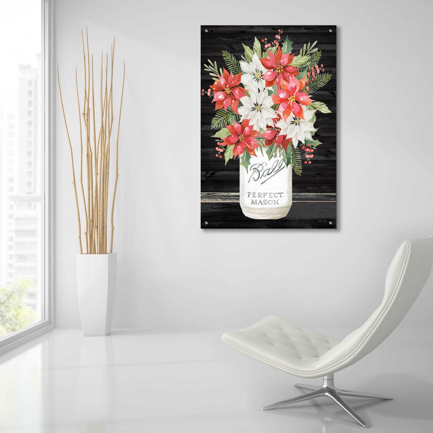 Epic Art 'Merry Poinsettias I' by Cindy Jacobs, Acrylic Glass Wall Art,24x36