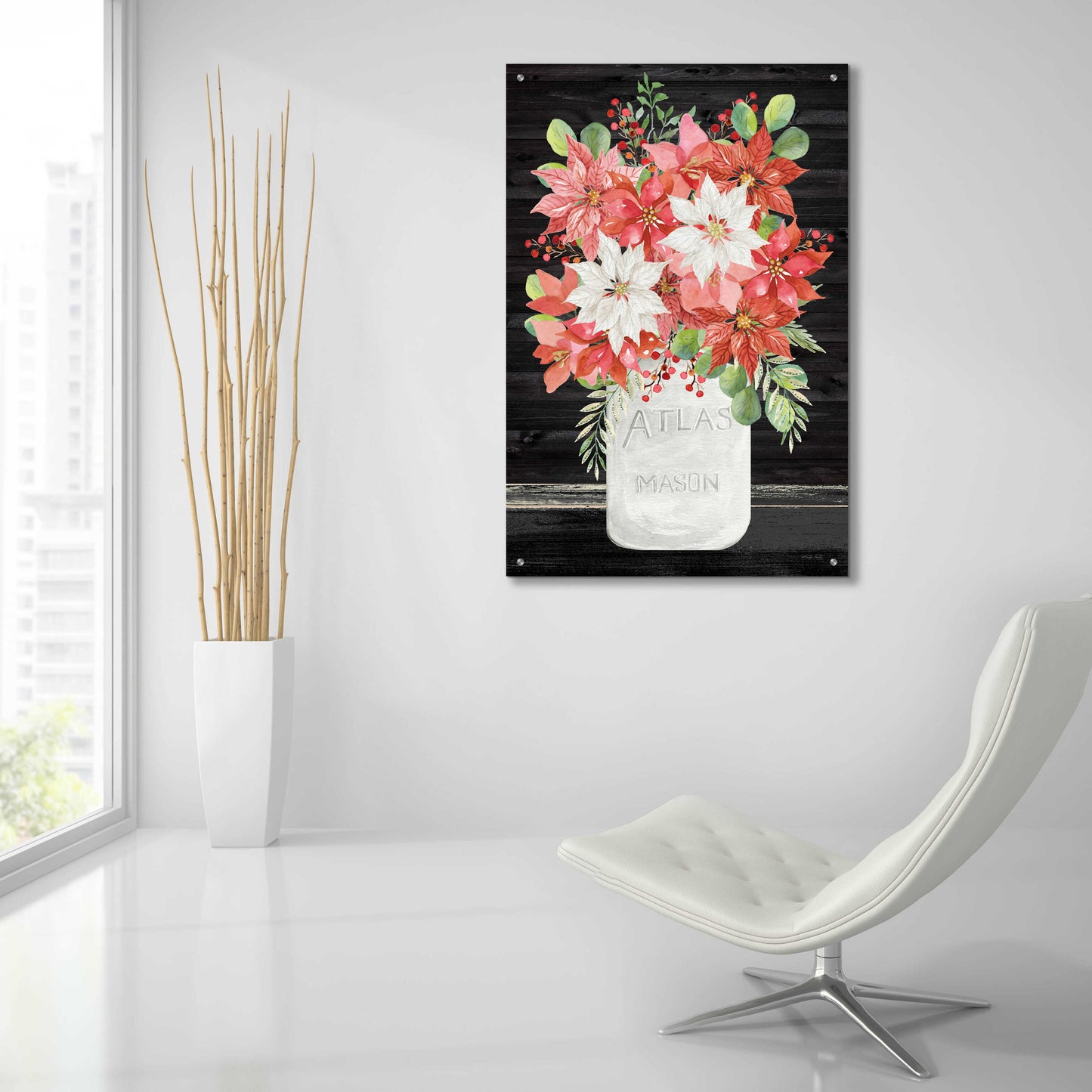 Epic Art 'Merry Poinsettias II' by Cindy Jacobs, Acrylic Glass Wall Art,24x36