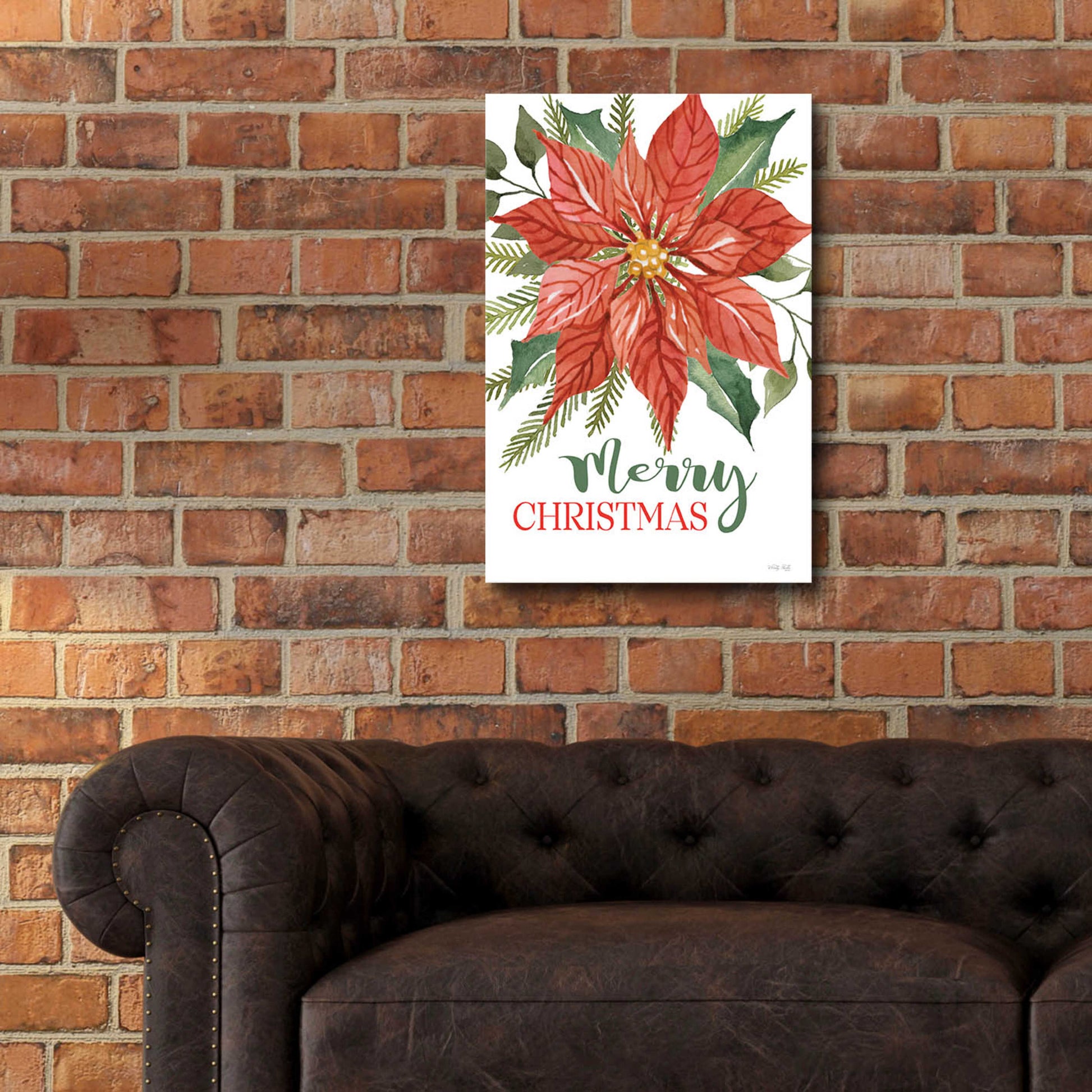 Epic Art 'Merry Christmas Poinsettia 2' by Cindy Jacobs, Acrylic Glass Wall Art,16x24