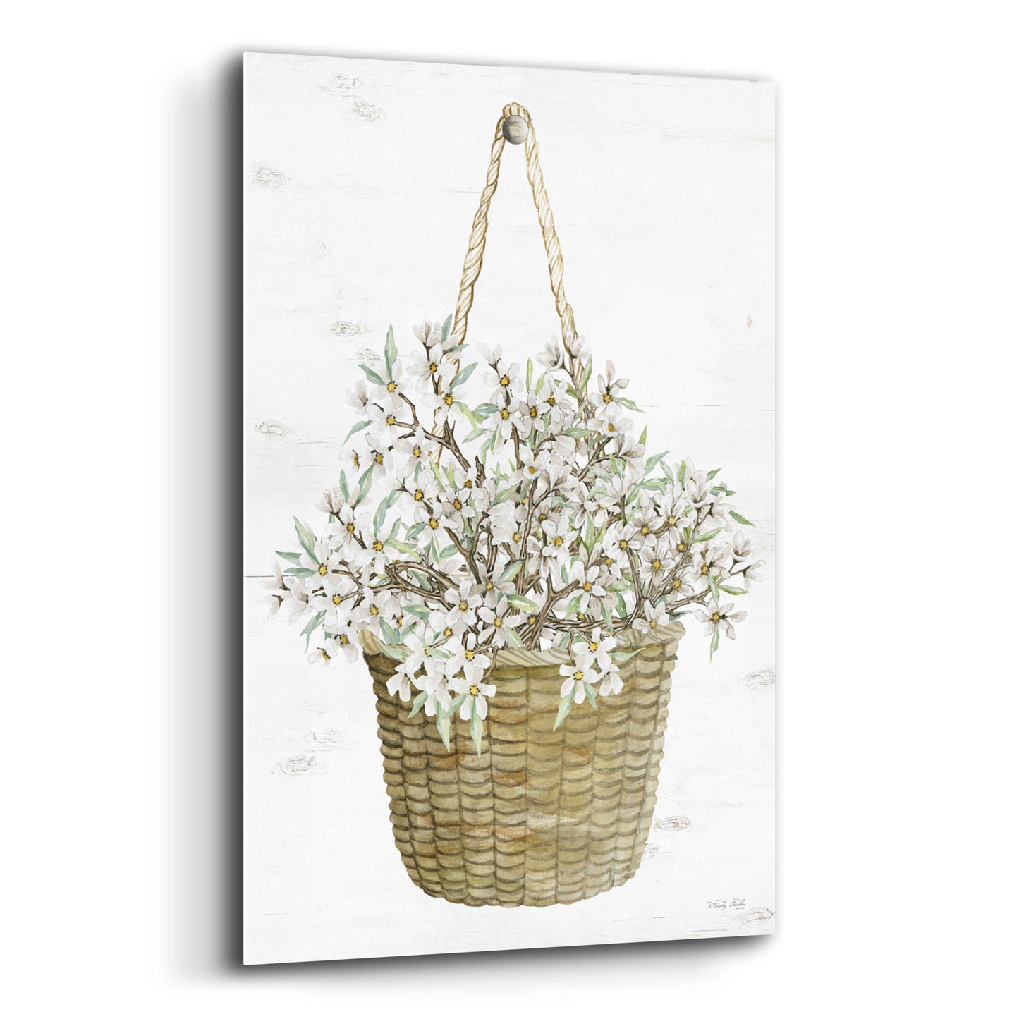 Epic Art 'Basket of Apple Blossoms' by Cindy Jacobs, Acrylic Glass Wall Art,12x16