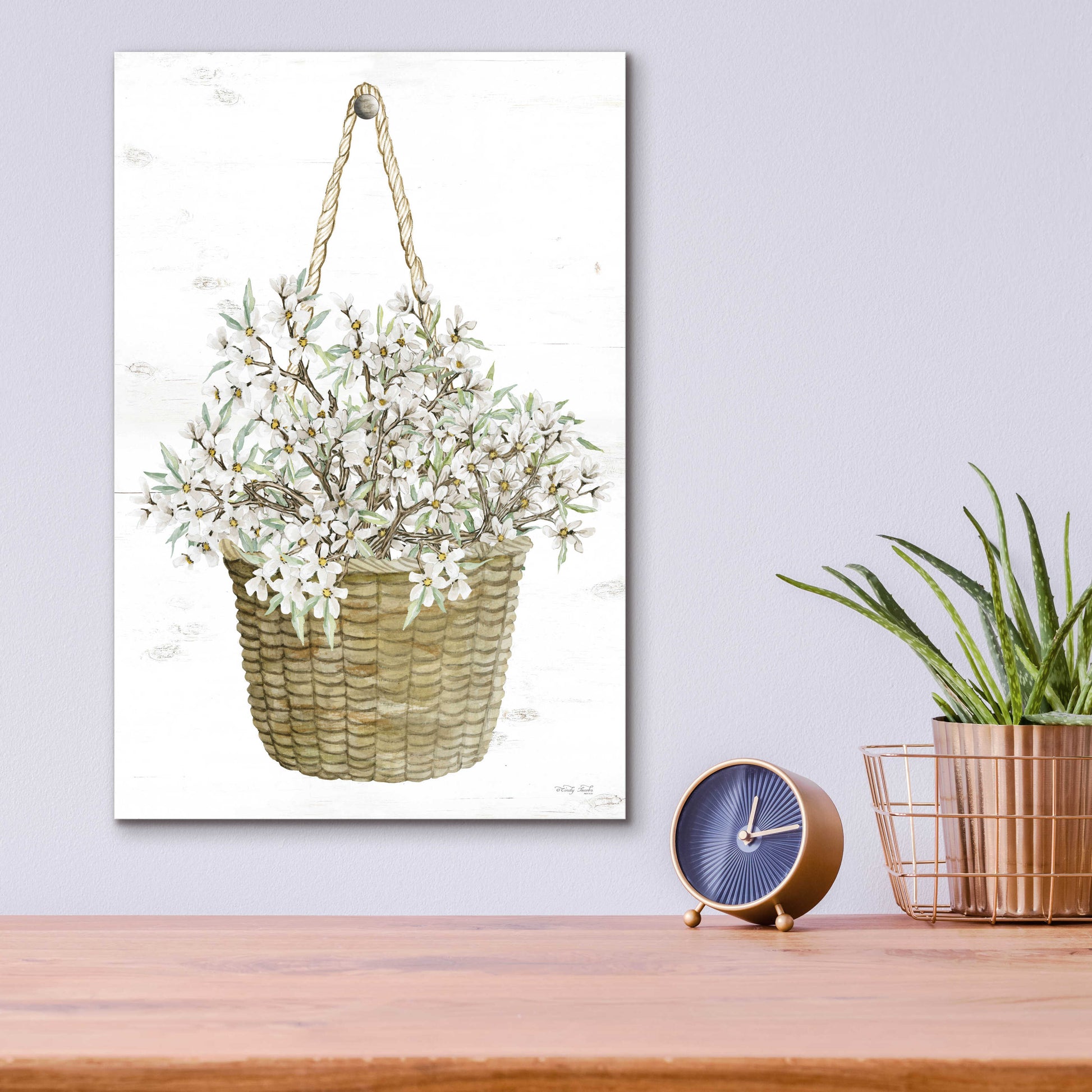 Epic Art 'Basket of Apple Blossoms' by Cindy Jacobs, Acrylic Glass Wall Art,12x16