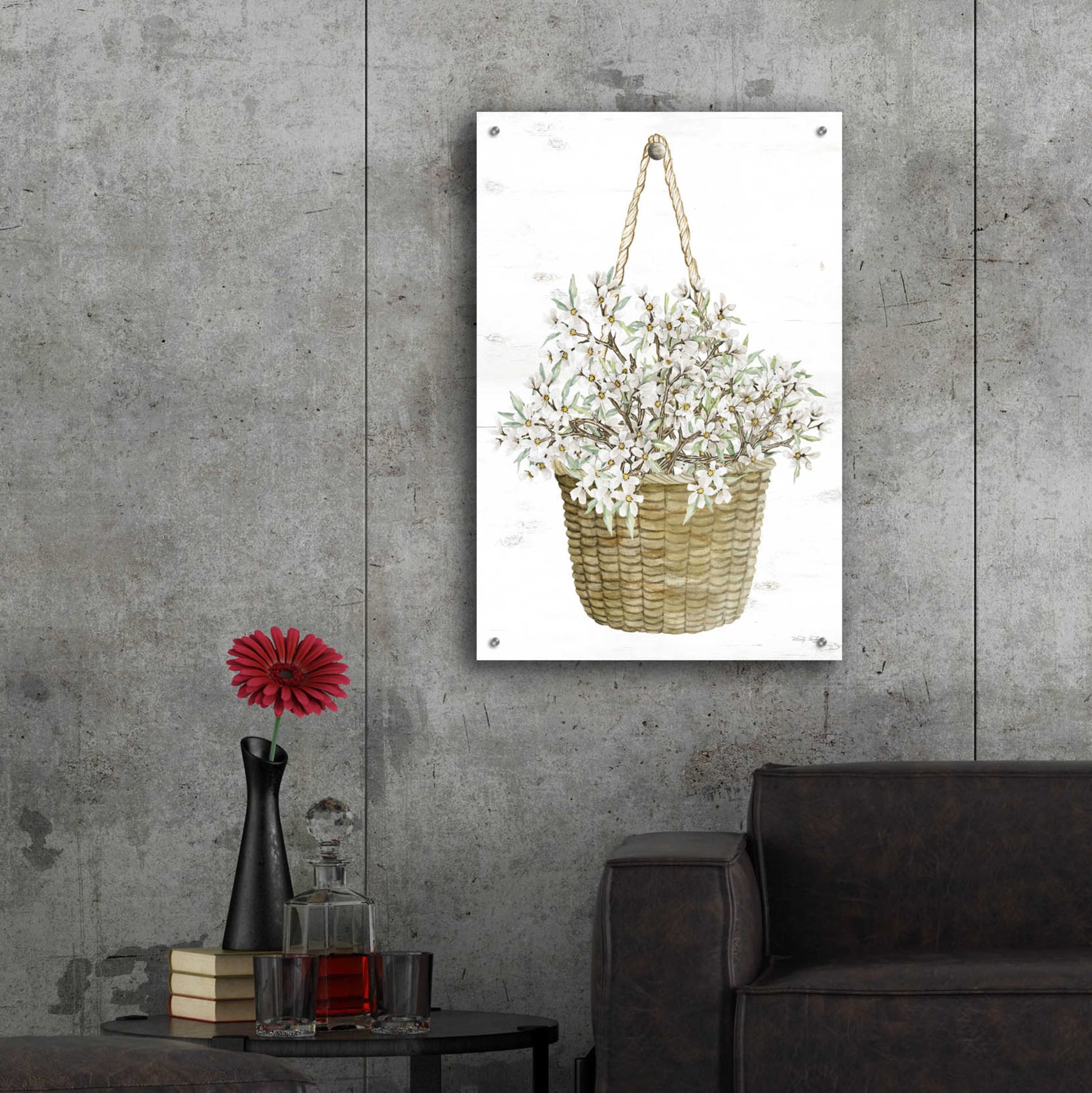 Epic Art 'Basket of Apple Blossoms' by Cindy Jacobs, Acrylic Glass Wall Art,24x36