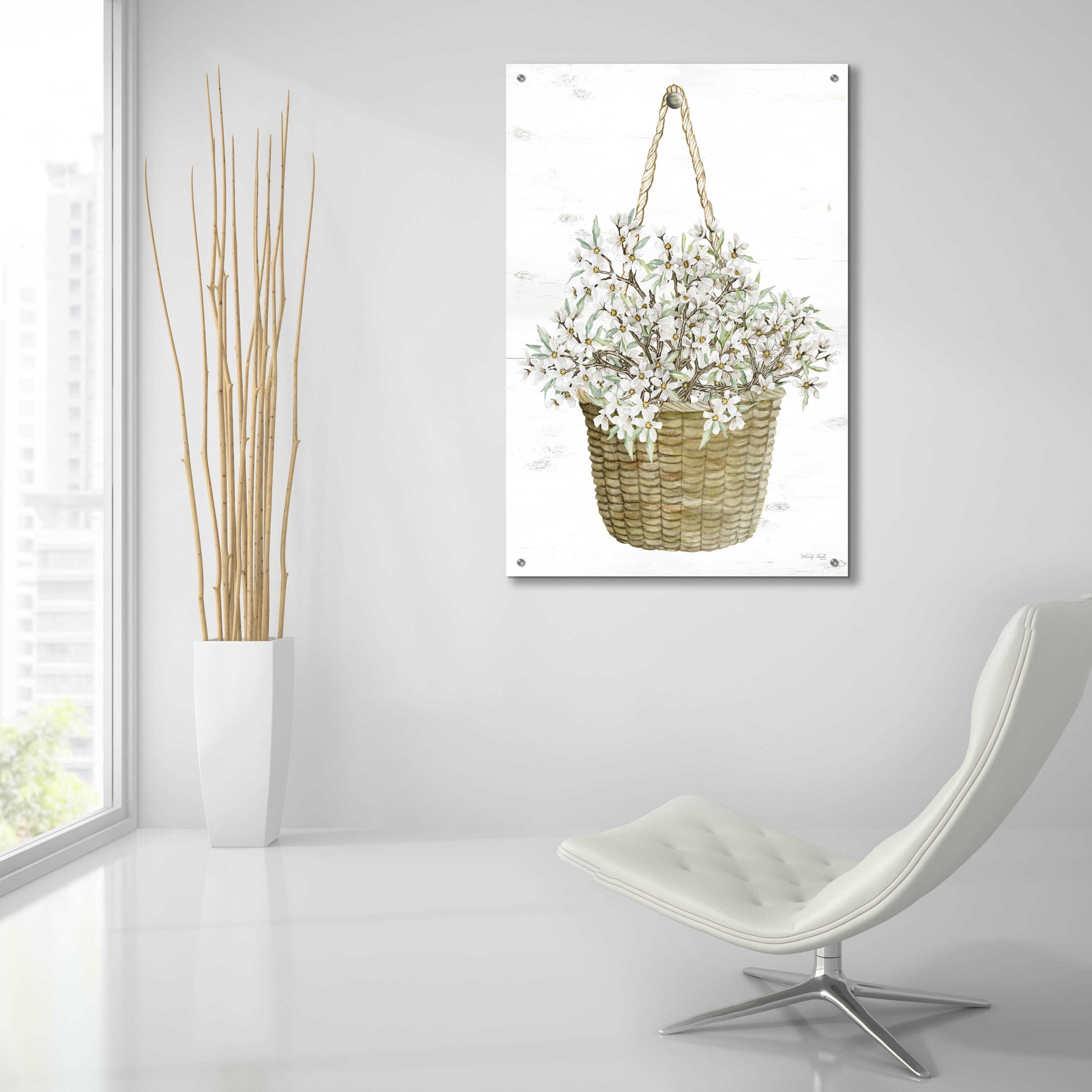 Epic Art 'Basket of Apple Blossoms' by Cindy Jacobs, Acrylic Glass Wall Art,24x36