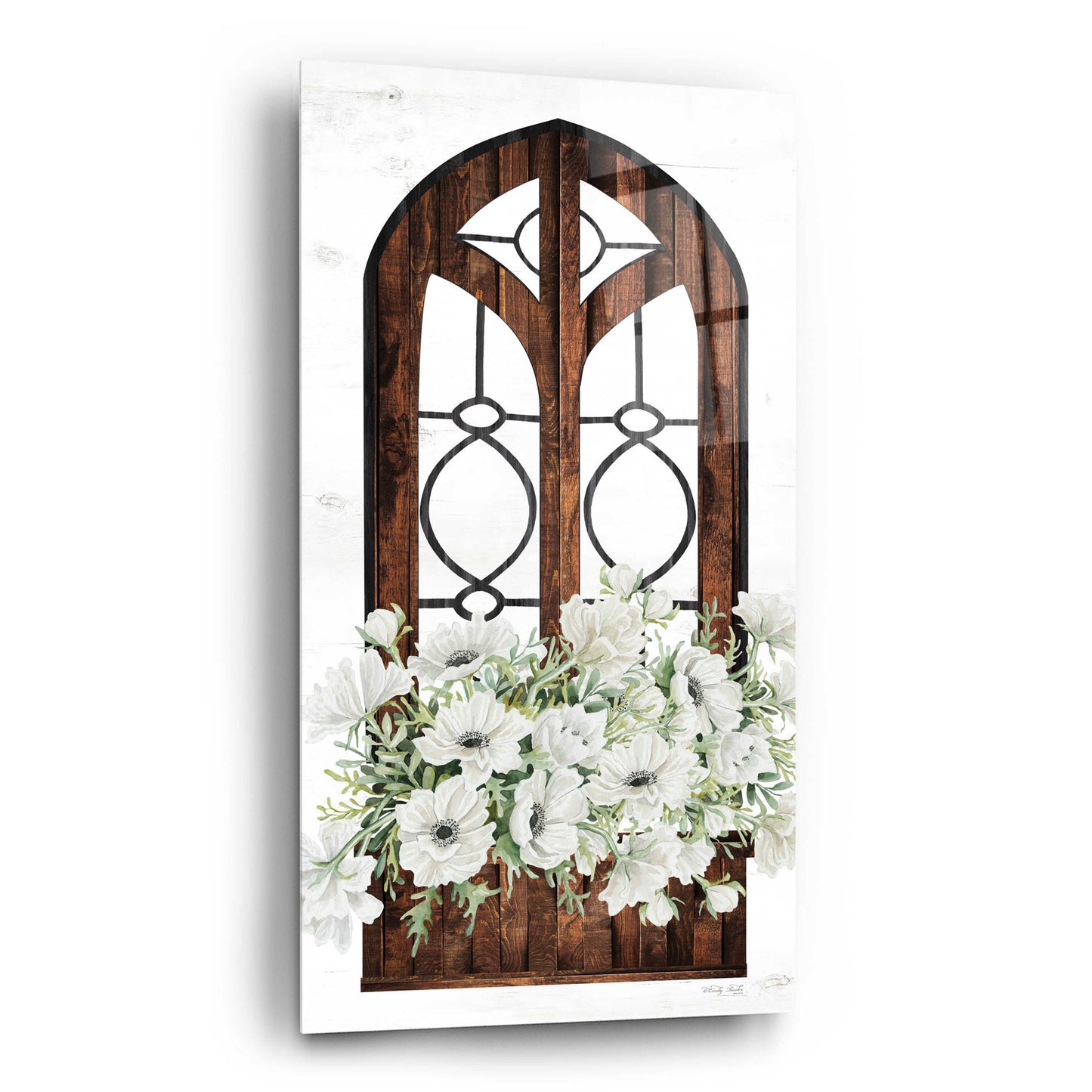 Epic Art 'Window Arch Floral I' by Cindy Jacobs, Acrylic Glass Wall Art,12x24