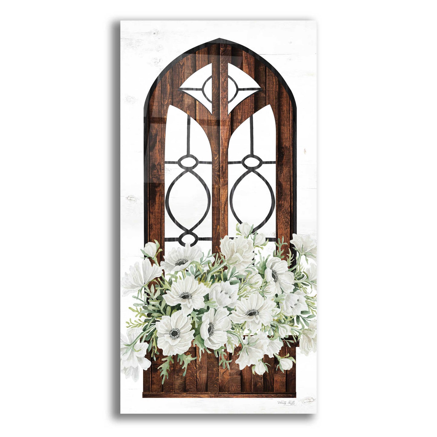 Epic Art 'Window Arch Floral I' by Cindy Jacobs, Acrylic Glass Wall Art,12x24