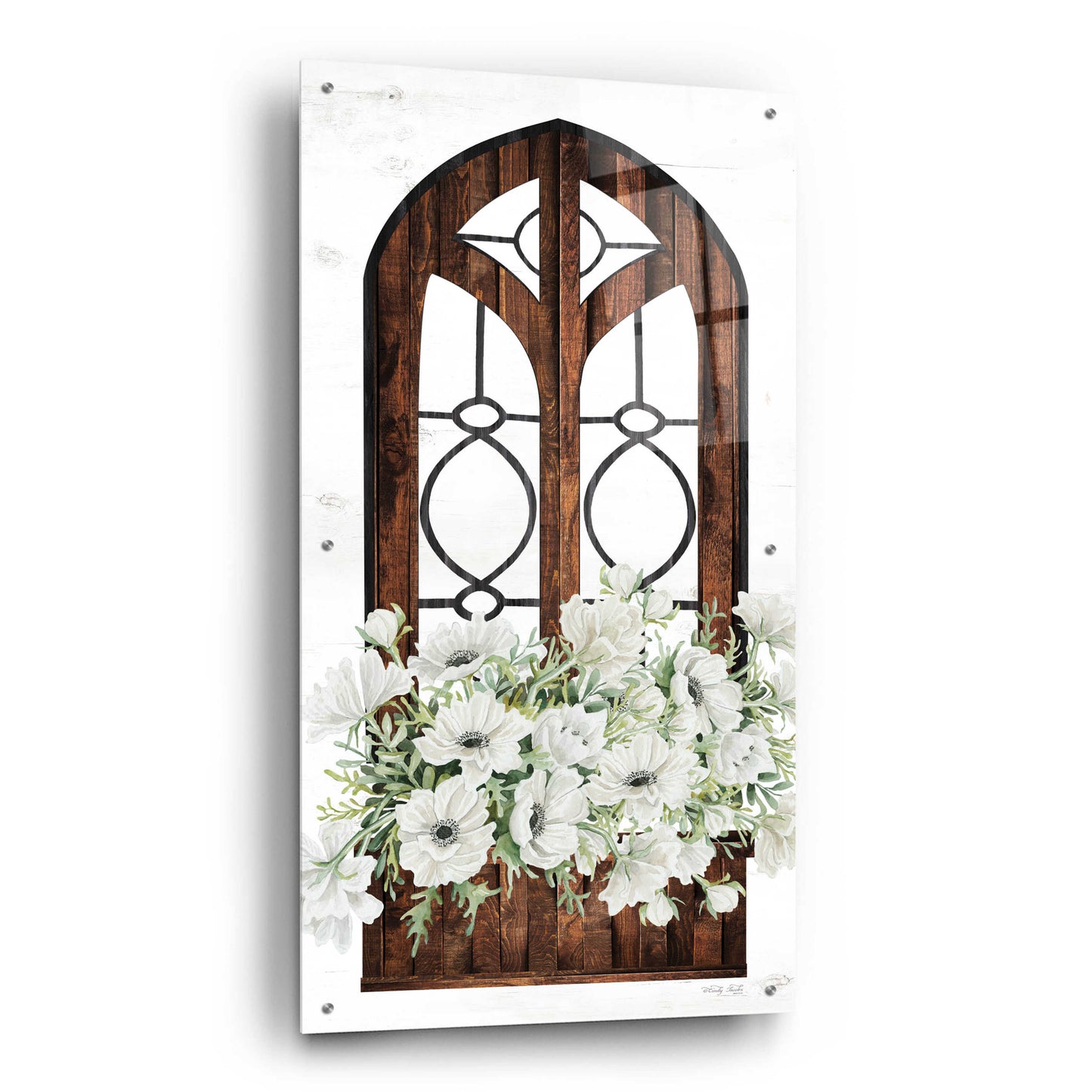 Epic Art 'Window Arch Floral I' by Cindy Jacobs, Acrylic Glass Wall Art,24x48