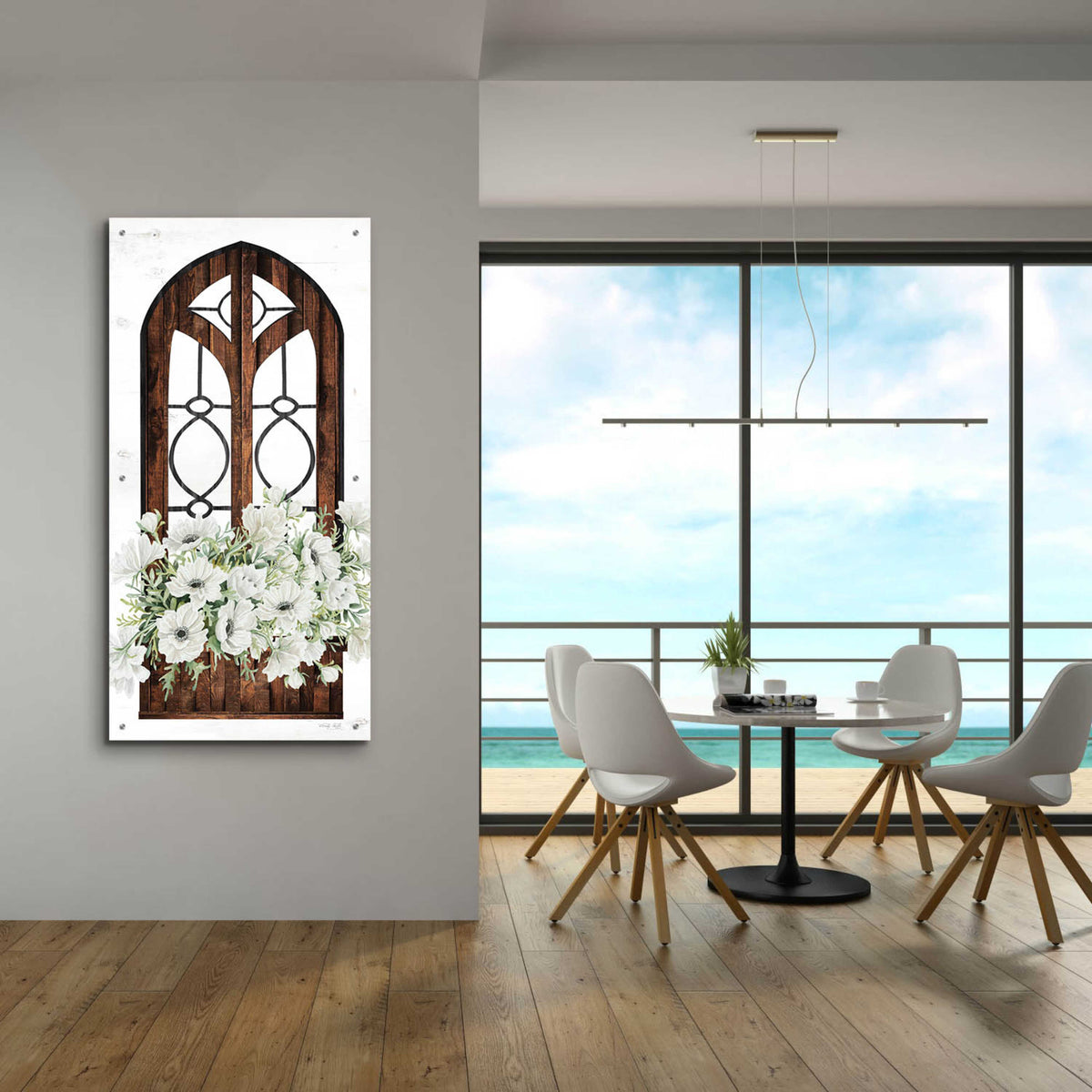Epic Art 'Window Arch Floral I' by Cindy Jacobs, Acrylic Glass Wall Art,24x48