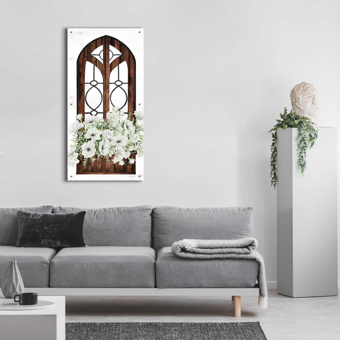 Epic Art 'Window Arch Floral I' by Cindy Jacobs, Acrylic Glass Wall Art,24x48