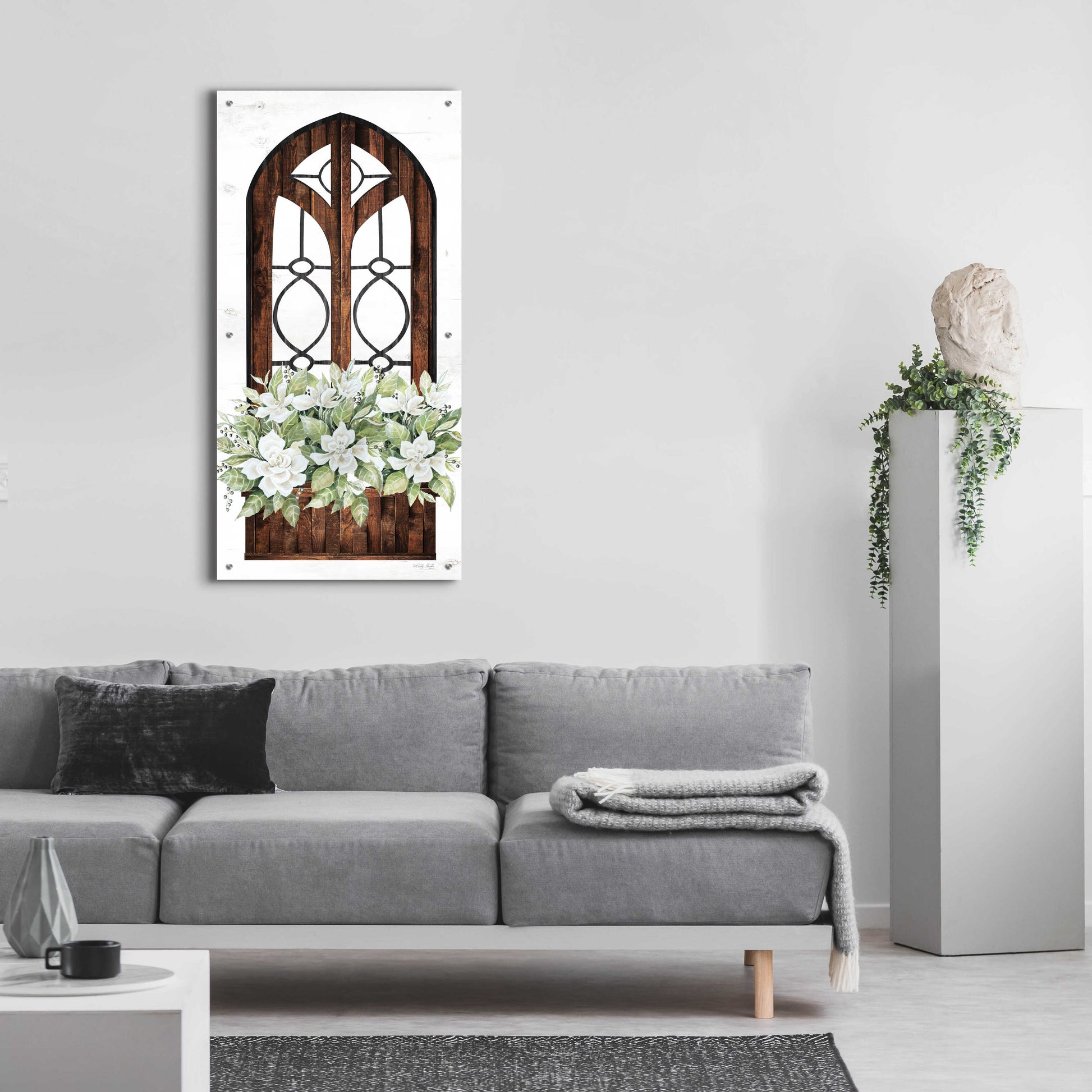 Epic Art 'Window Arch Floral II' by Cindy Jacobs, Acrylic Glass Wall Art,24x48