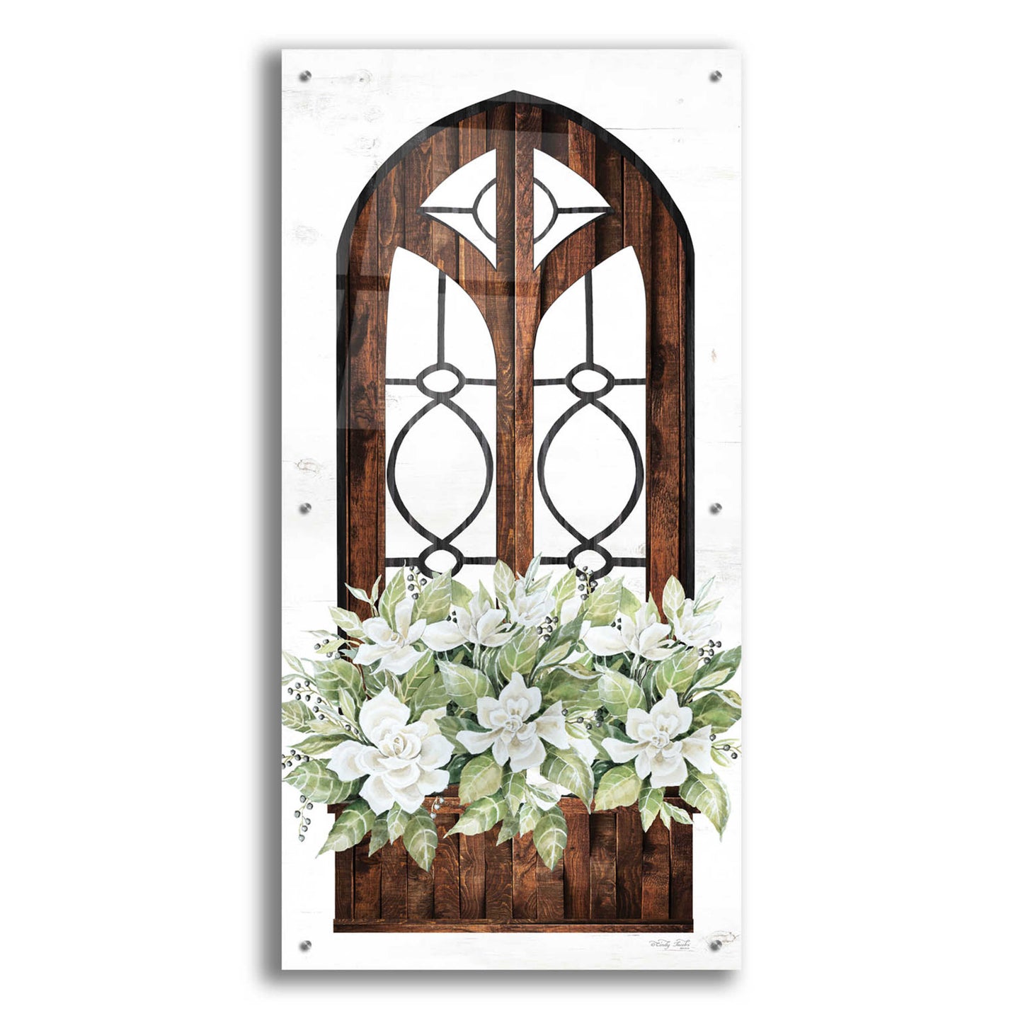 Epic Art 'Window Arch Floral II' by Cindy Jacobs, Acrylic Glass Wall Art,24x48