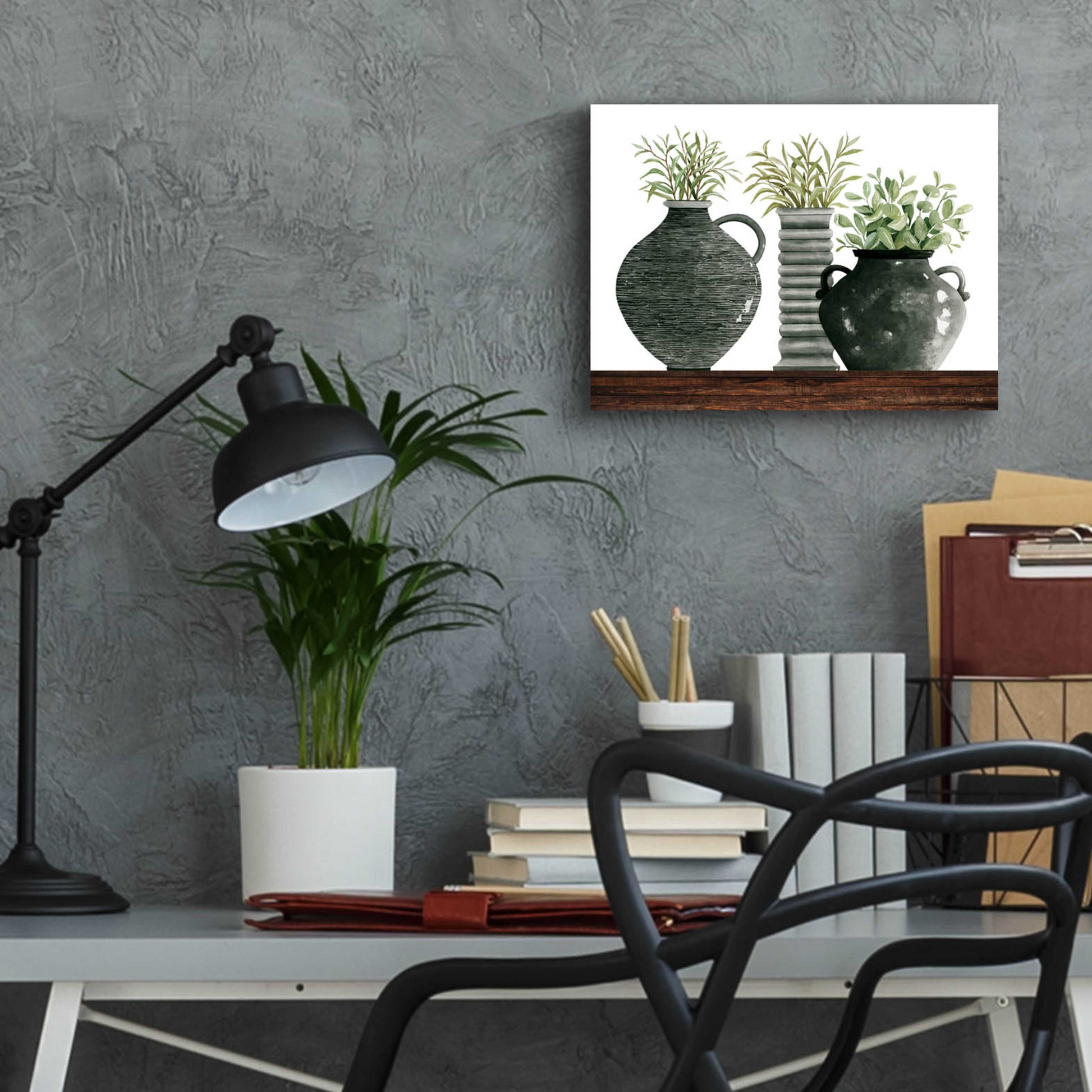 Epic Art 'Black Vase Set' by Cindy Jacobs, Acrylic Glass Wall Art,16x12