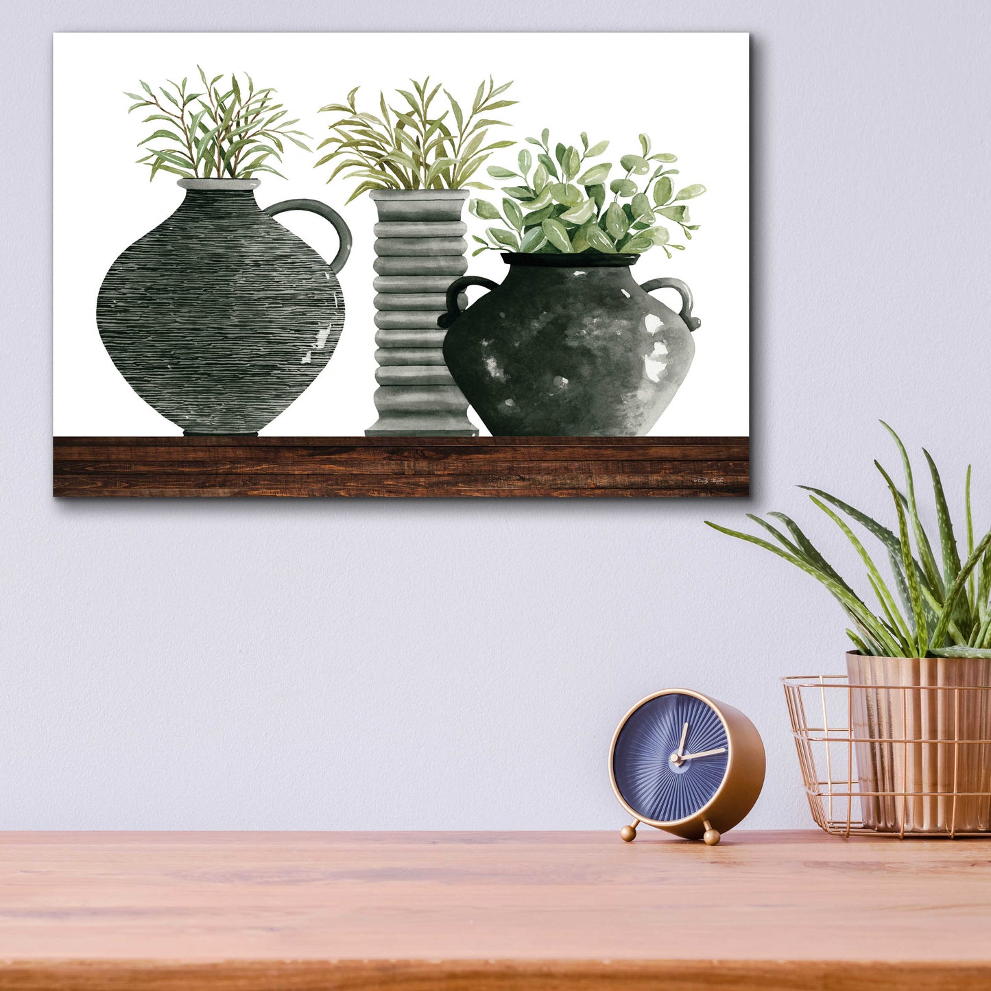 Epic Art 'Black Vase Set' by Cindy Jacobs, Acrylic Glass Wall Art,16x12